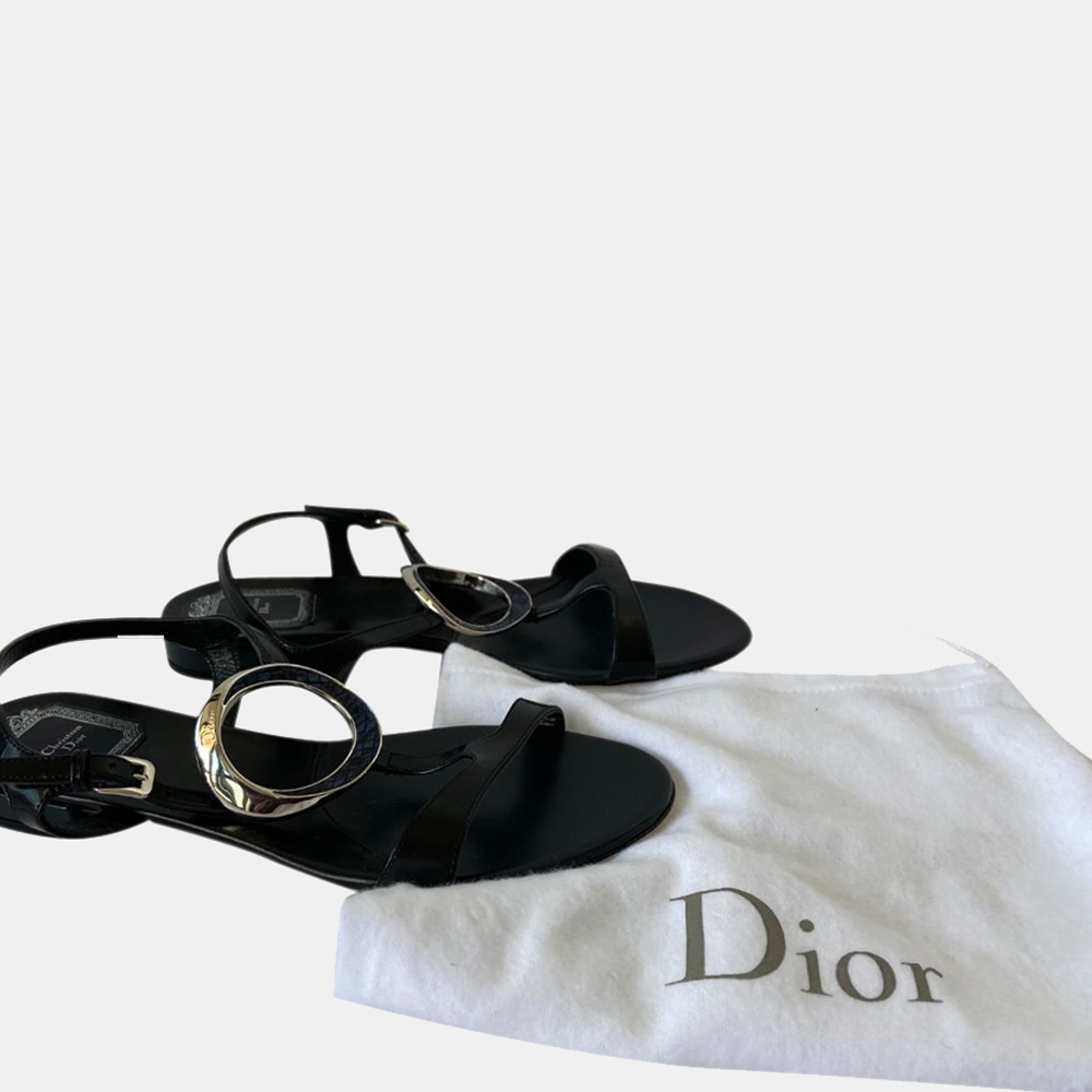 Dior Black Leather Python Sandals EU 39