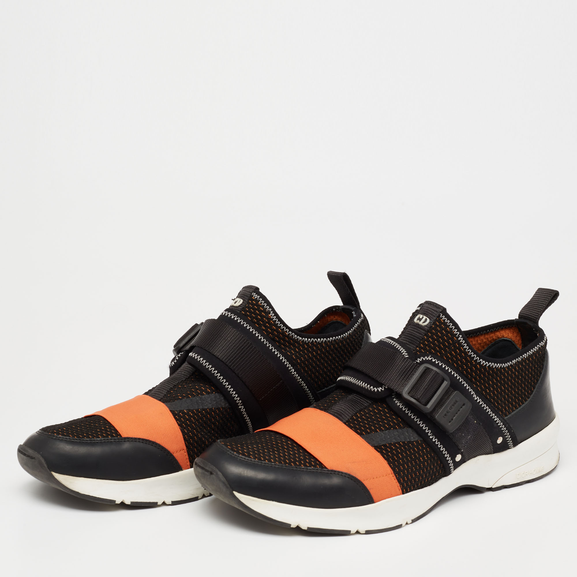 Dior Homme Orange/Black Mesh And Leather Buckle Slip On Sneakers Size
Dior Homme Orange/Black Mesh And Leather Buckle Slip On Sneakers Size