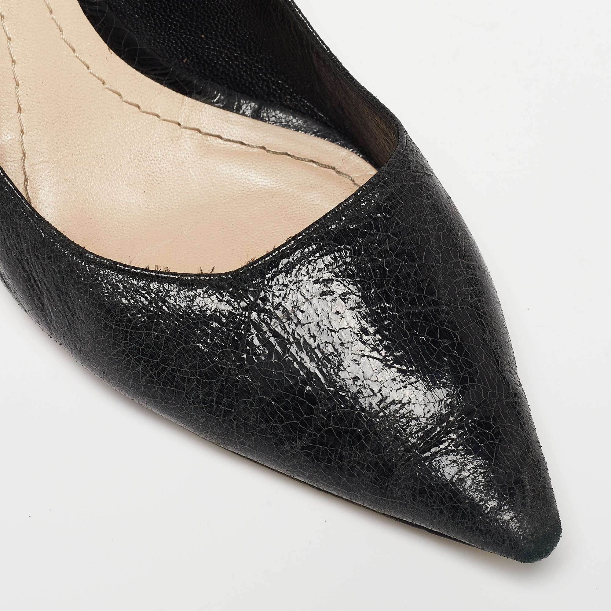 Dior Black Crackled Leather Pointed Toe Pumps Size 39