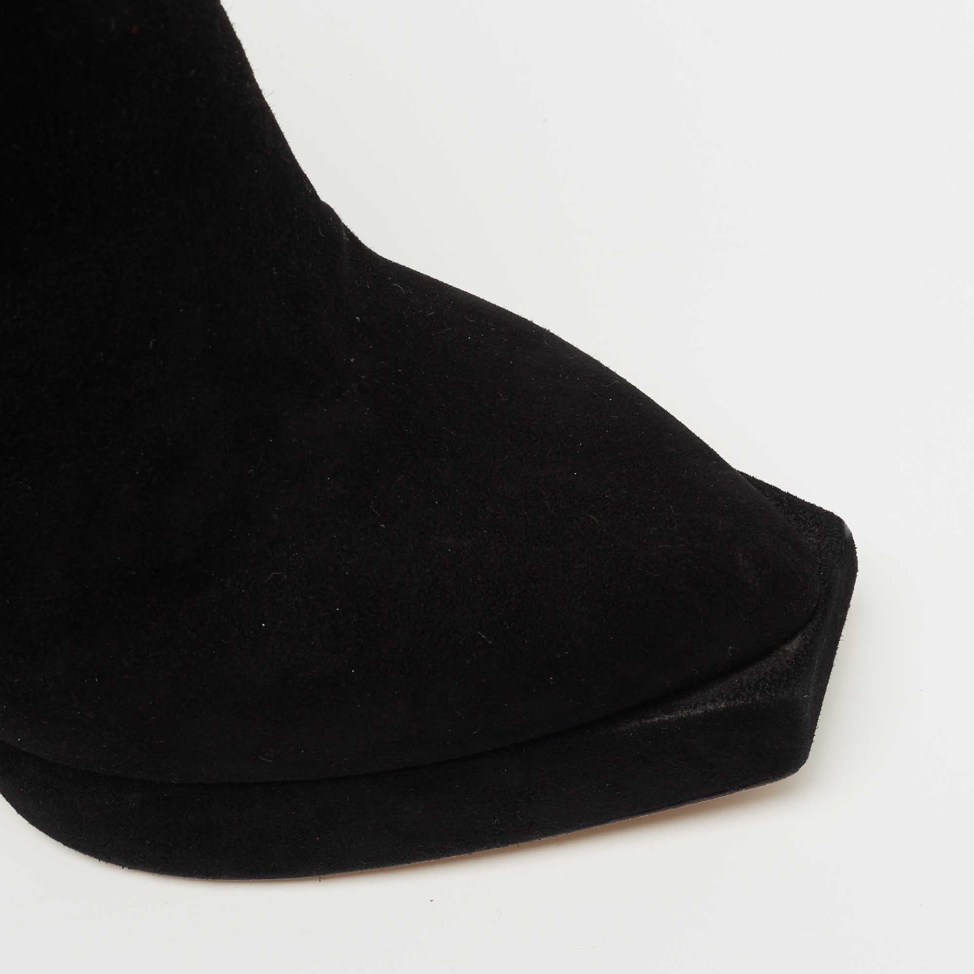 Dior Black Suede Square Platform Ankle Booties Size 40
