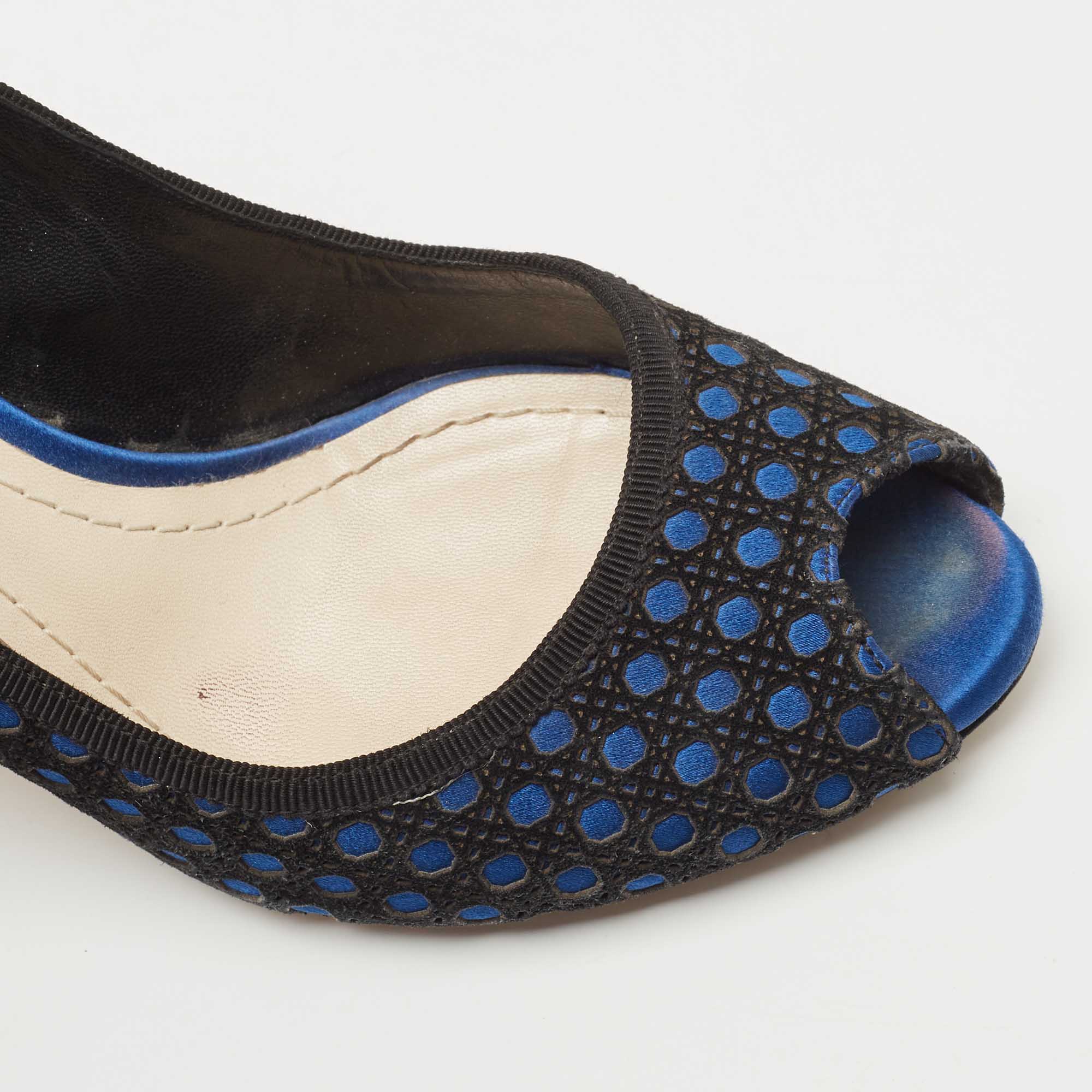 Dior Black/Blue Suede And Satin  Cannage Pumps Size 40