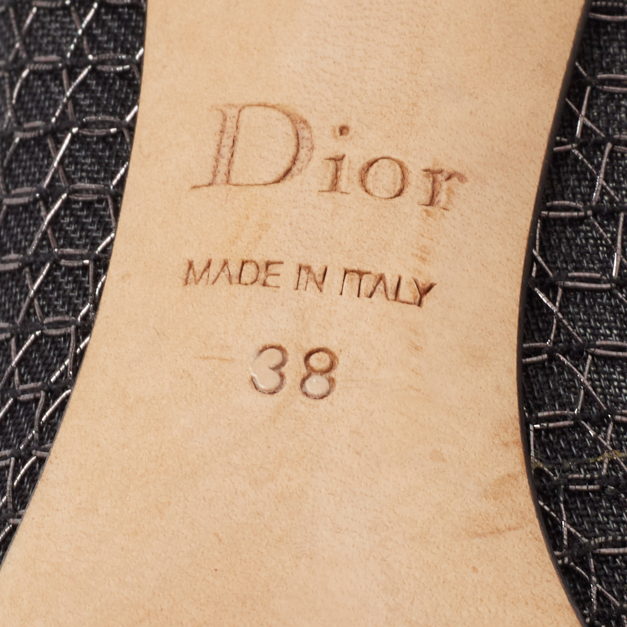Dior Metallic Grey/Black Mesh Pointed Toe Pumps Size 38