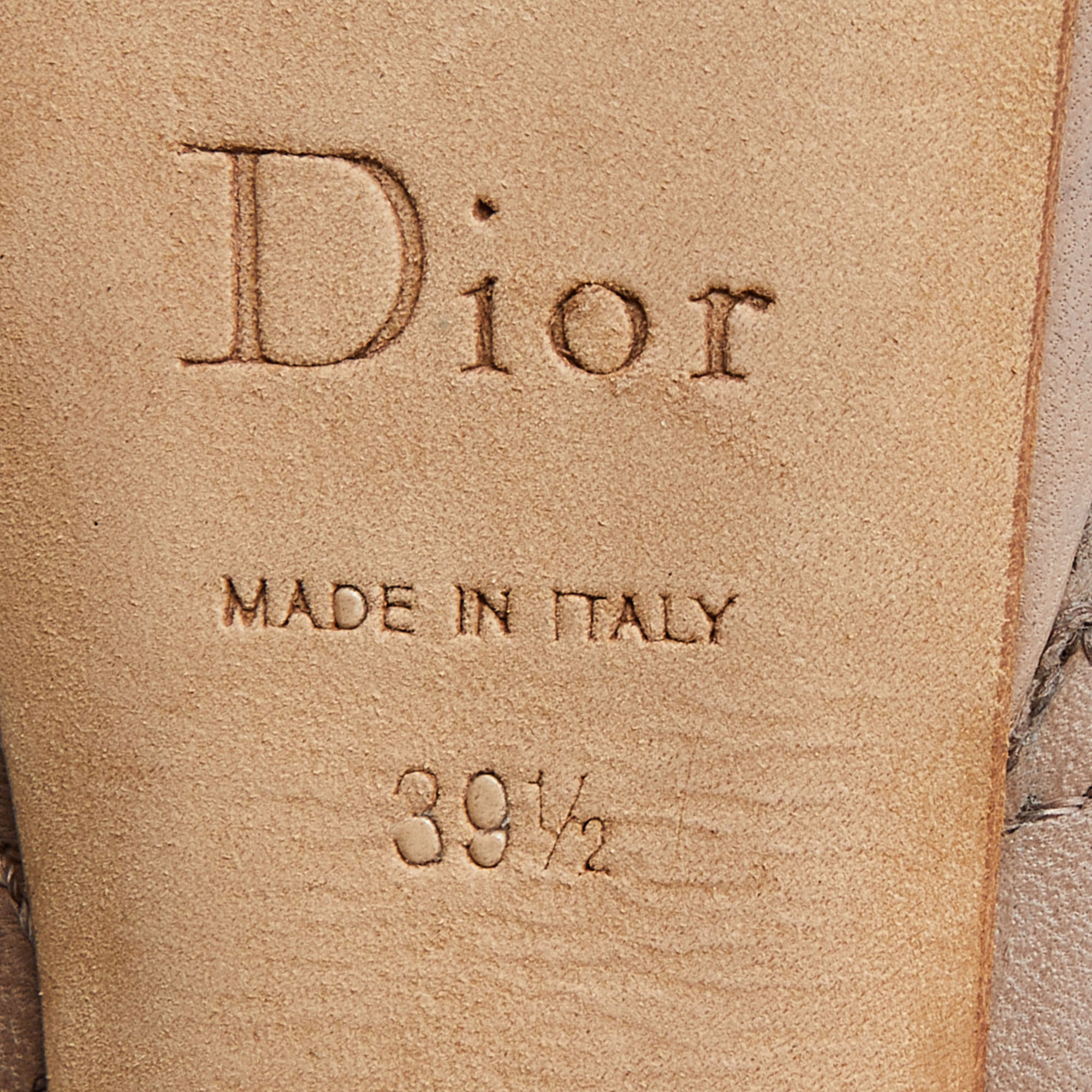 Dior Beige Cannage Leather Peep Toe Pumps Size 39.5