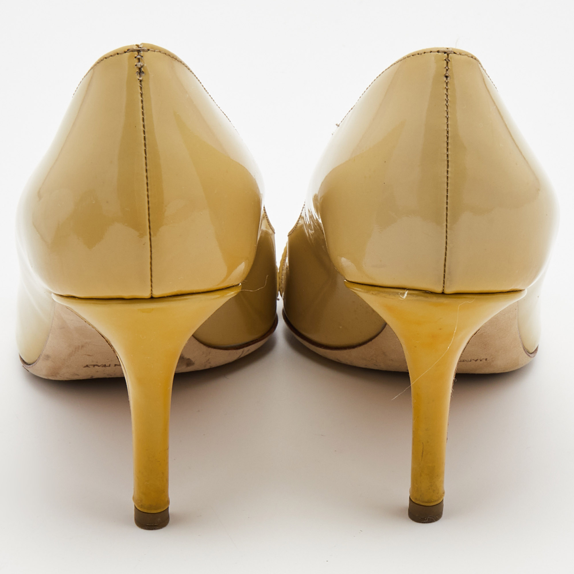 Dior Beige  Patent Leather Peep Toe Pumps Size 36