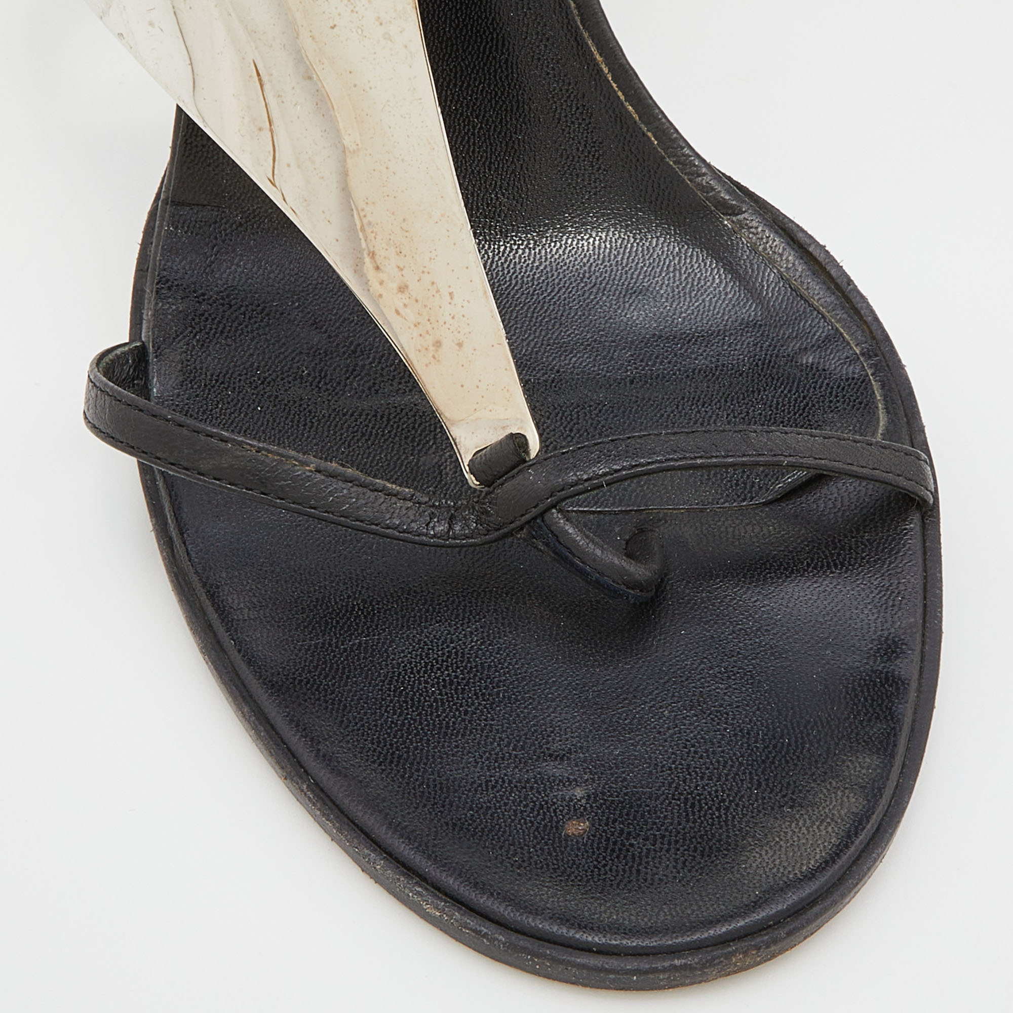 Dior Black Leather Metal Embellished Ankle Strap Sandals Size 39