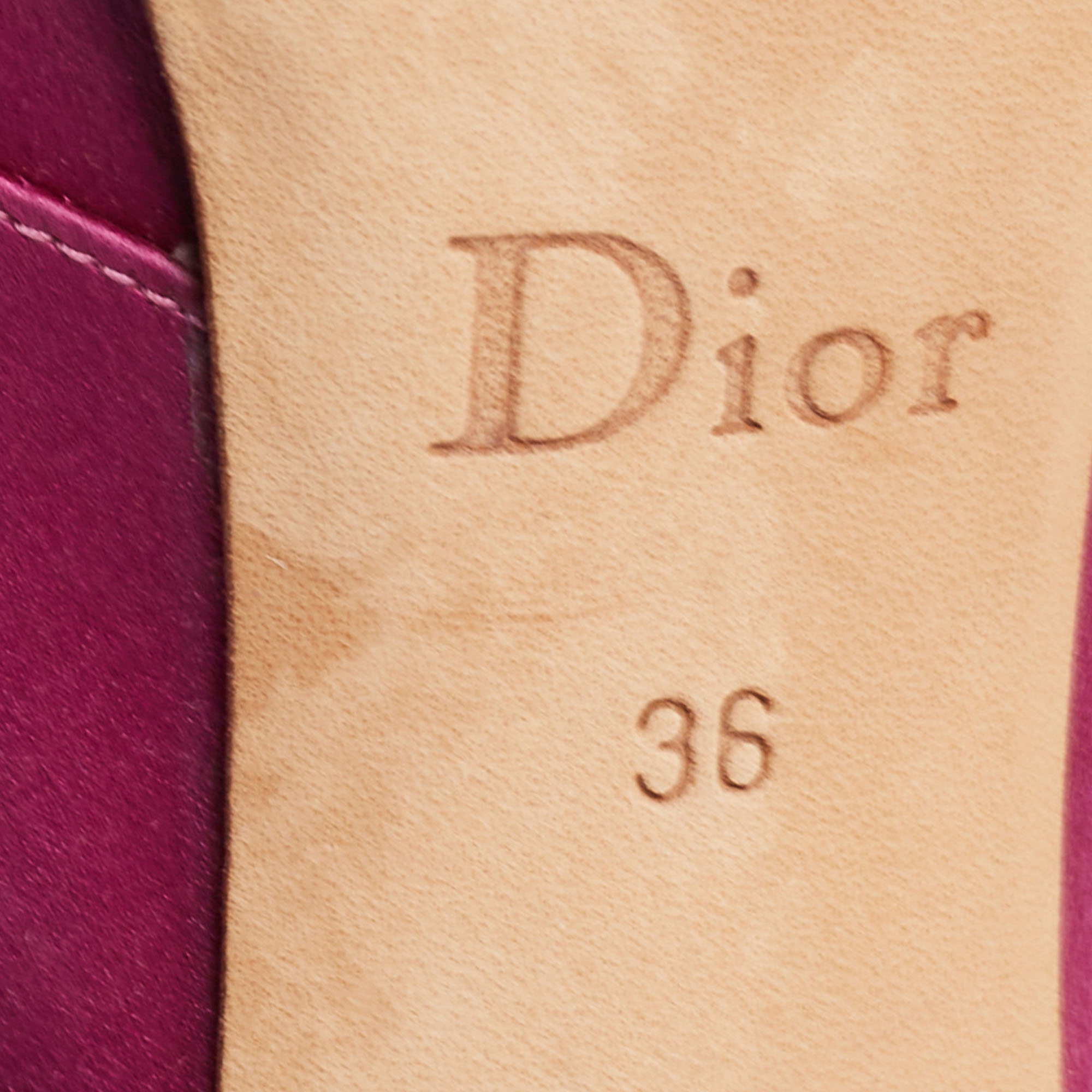 Dior Purple Satin Crystal Embellished Slingback Pumps Size 36