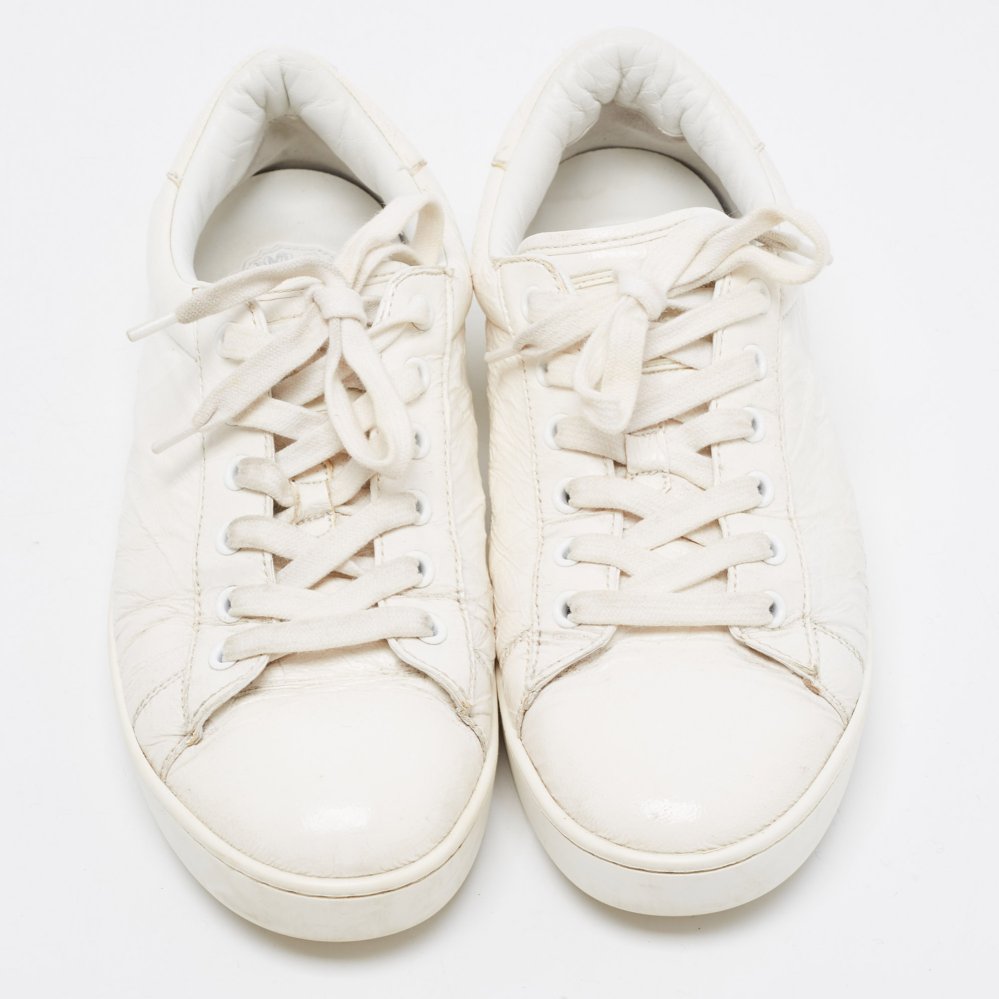 Dior White Crinkled Leather Move Sneakers Size 37.5