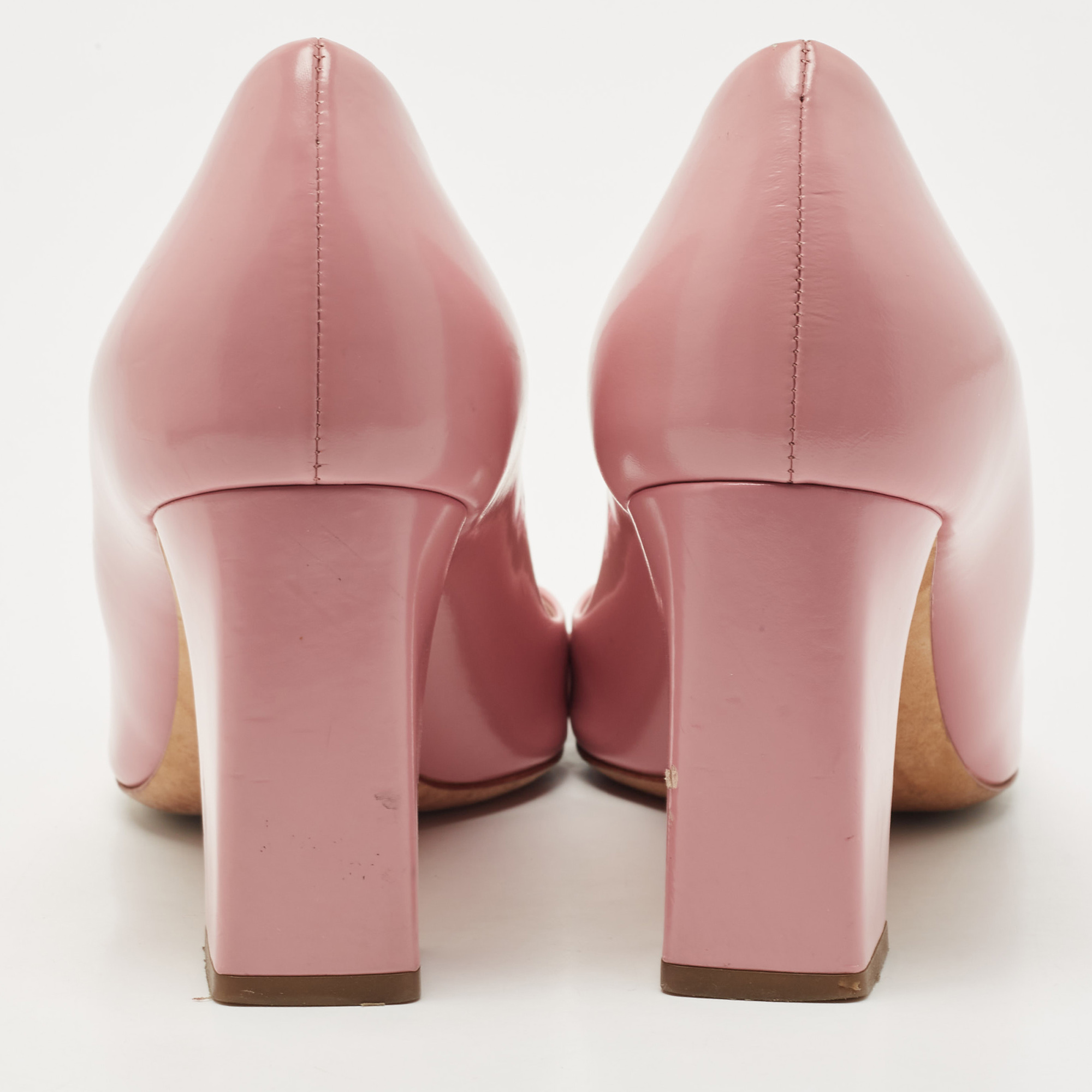Dior Pink Leather Buckle Block Heel Pumps Size 37.5