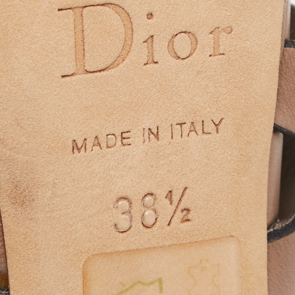 Dior Brown Leather Platform Strappy Sandals Size 38.5