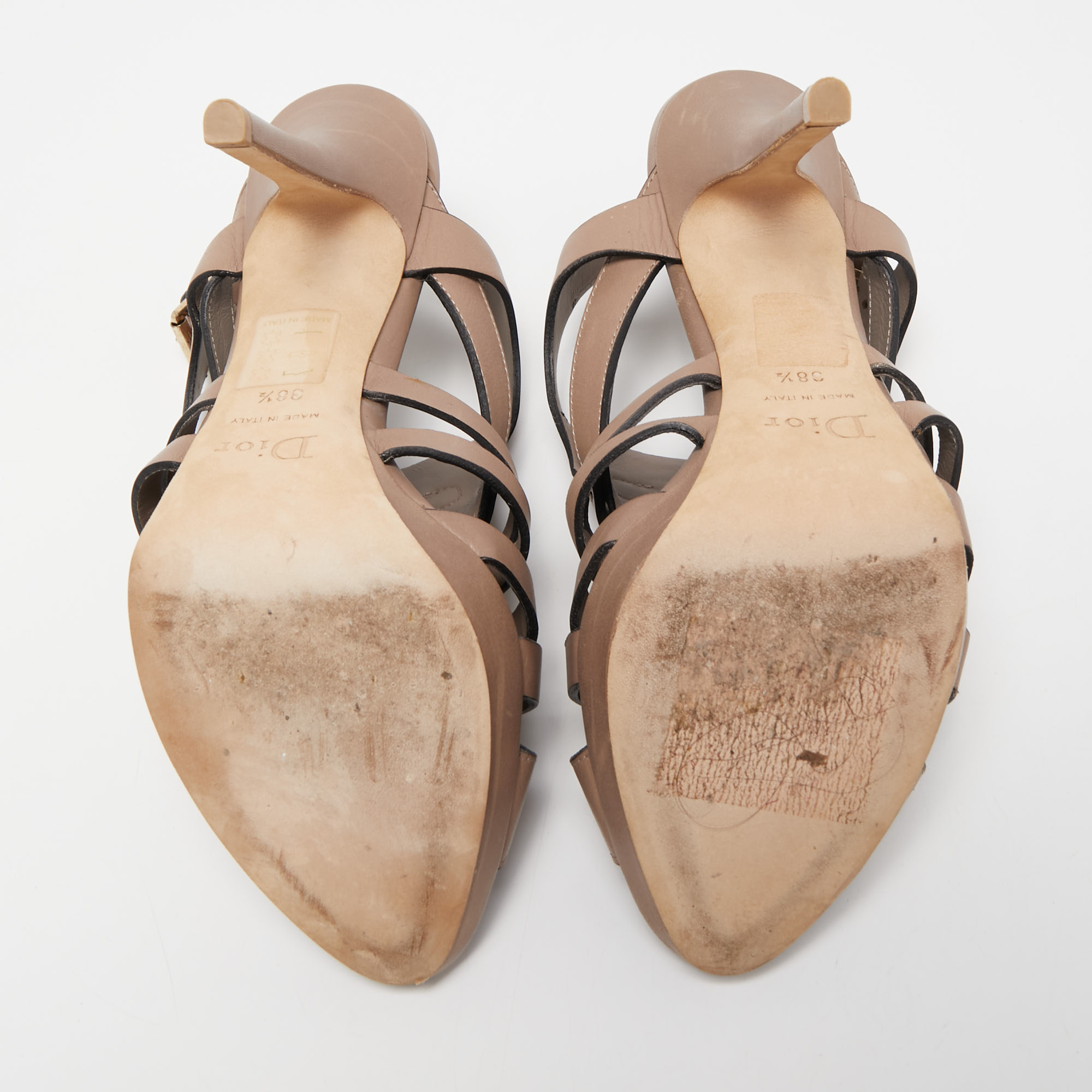 Dior Brown Leather Platform Strappy Sandals Size 38.5