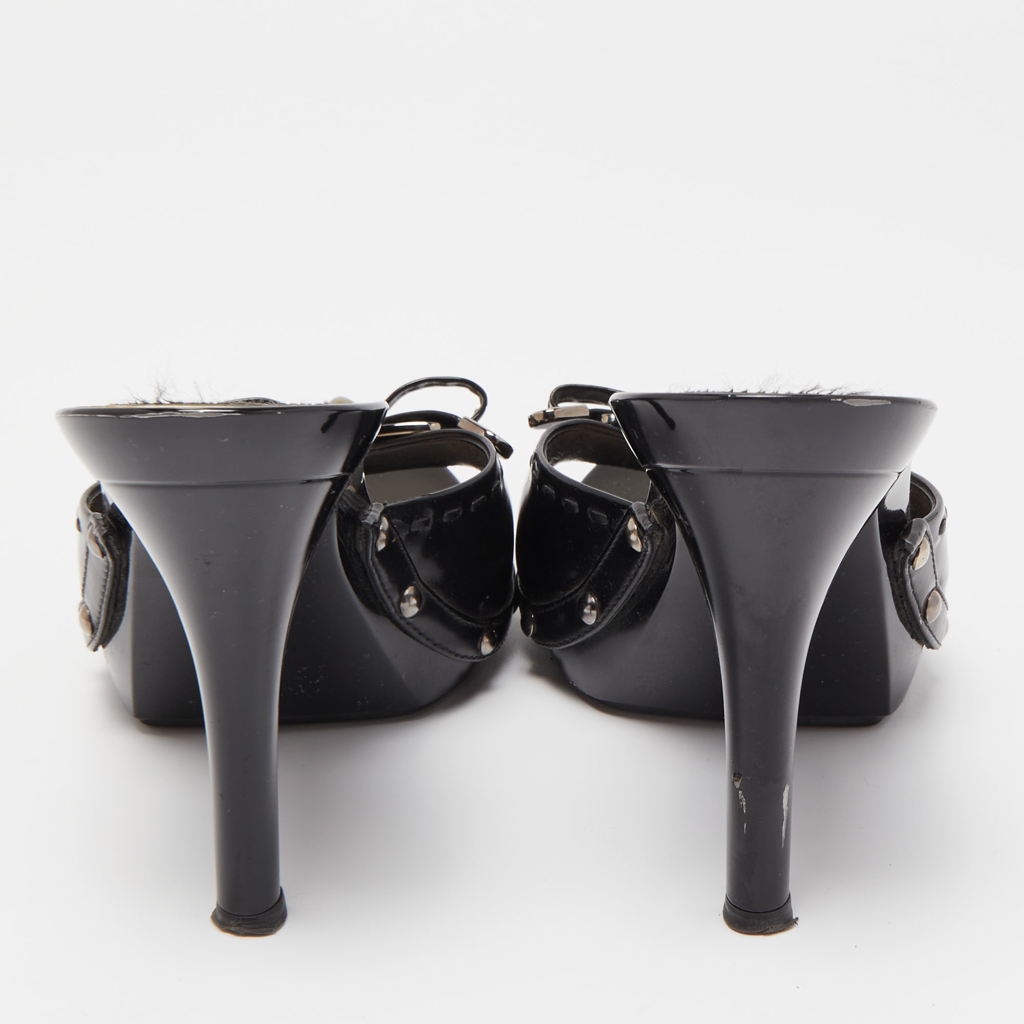 Dior Black Cannage Patent Bow Slide Sandals Size 38.5