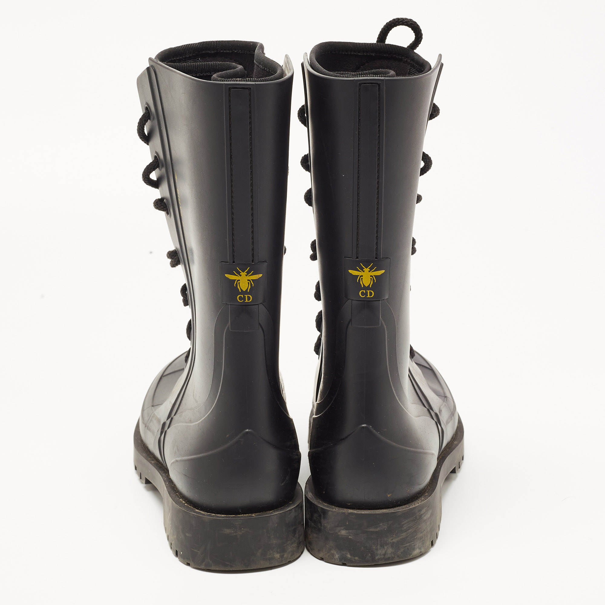 Dior Black Rubber Diorcamp Combat Boots Size 39