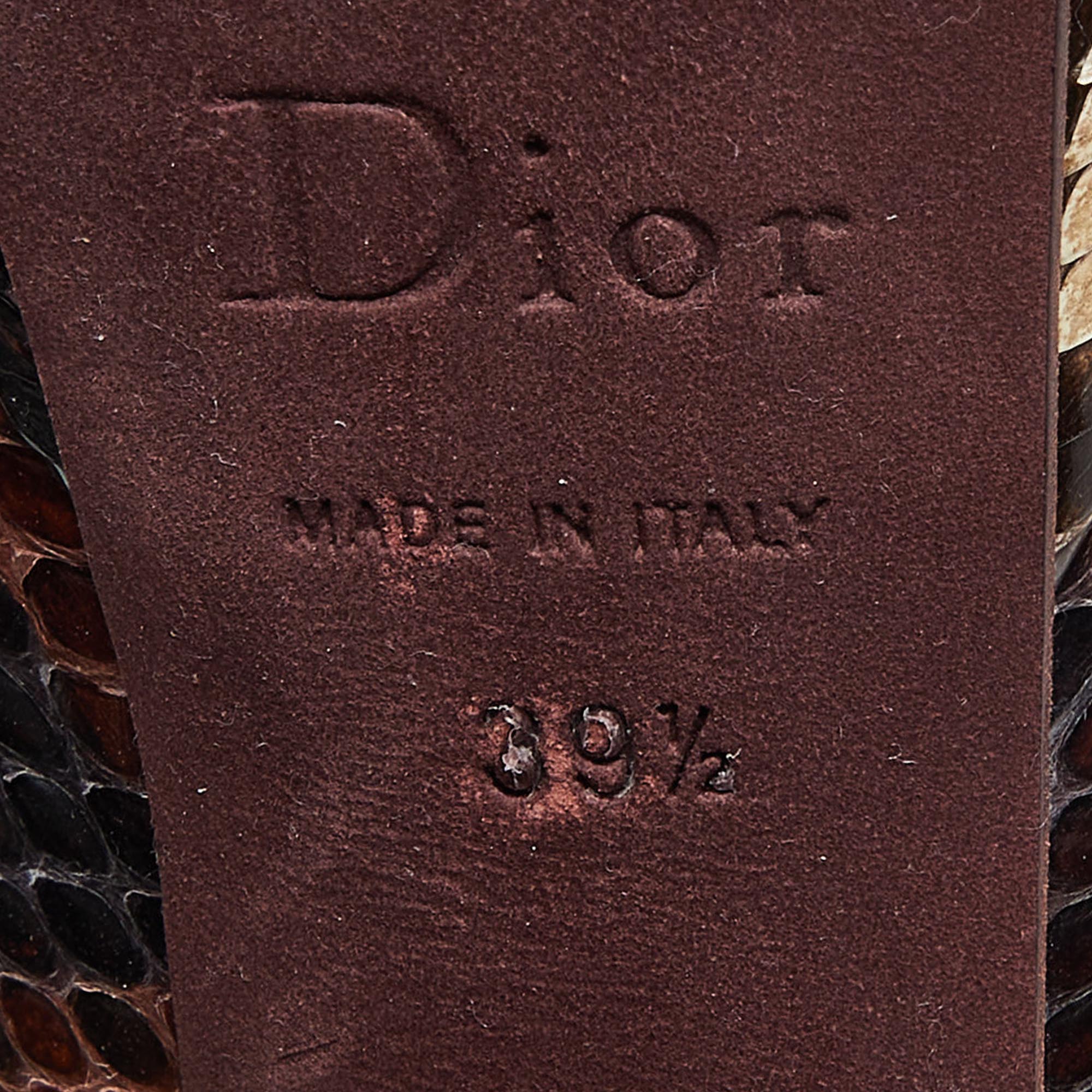 Dior Brown Python Miss Dior Peep-Toe Platform Pumps Size 39.5