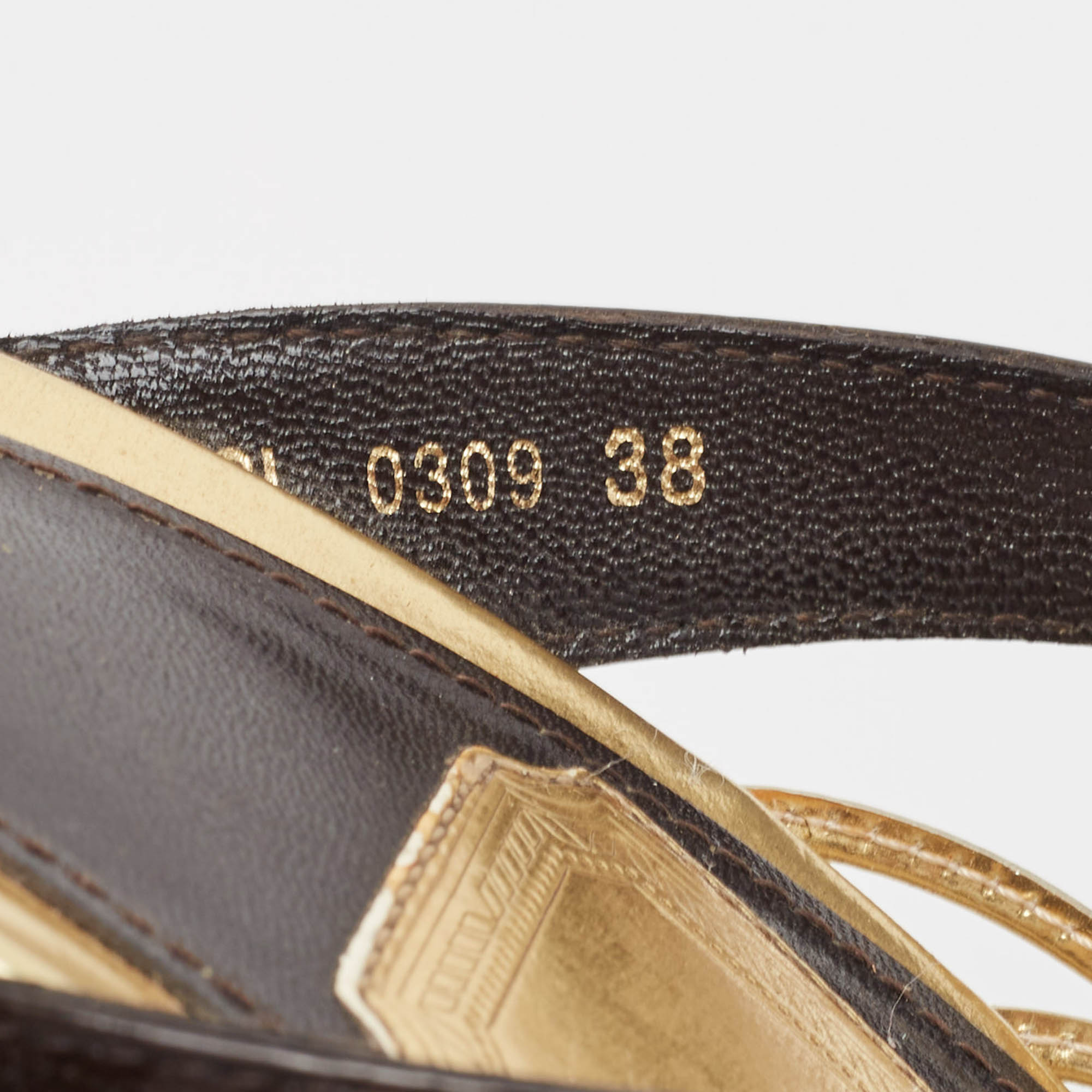 Dior Metallic Leather Strappy Wedge Platform  Ankle Strap Sandals Size 38