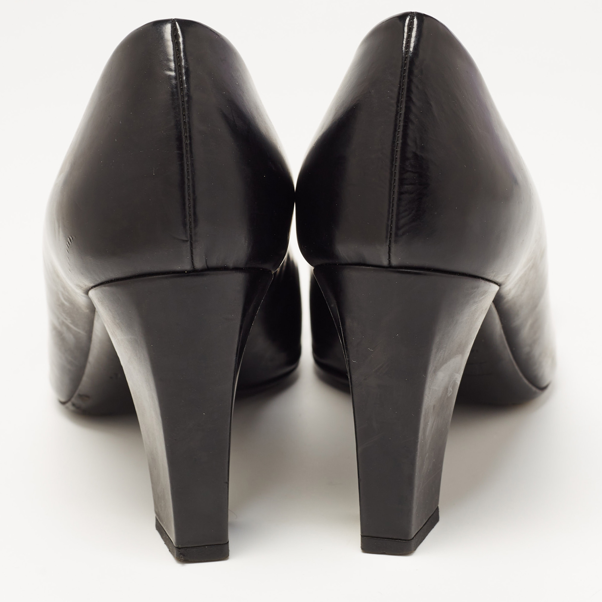 Dior Black Leather Buckle Detail Square Toe Pumps Size 37