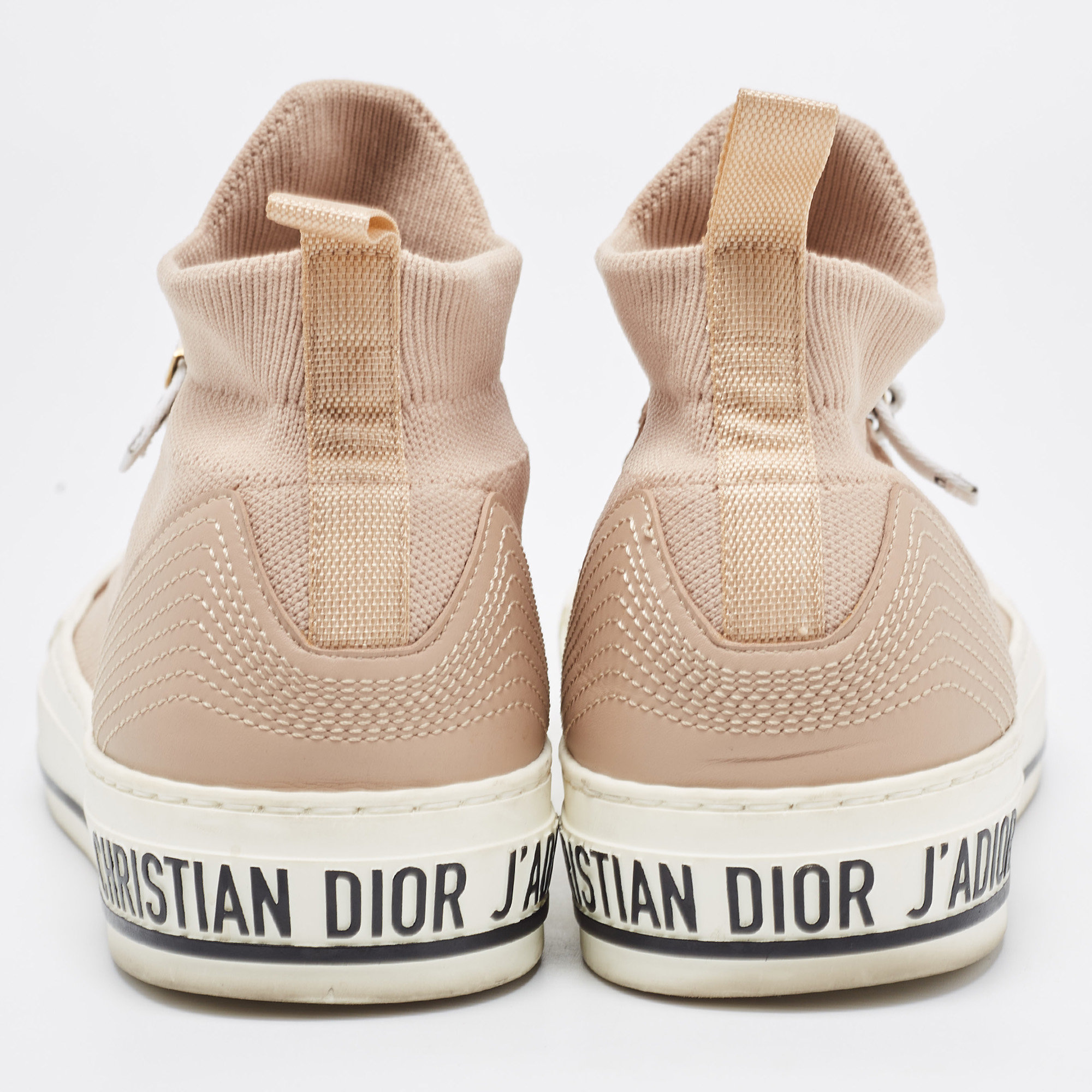 Dior Pink Knit Fabric Walk'n'Dior High Top Sneakers Size 37