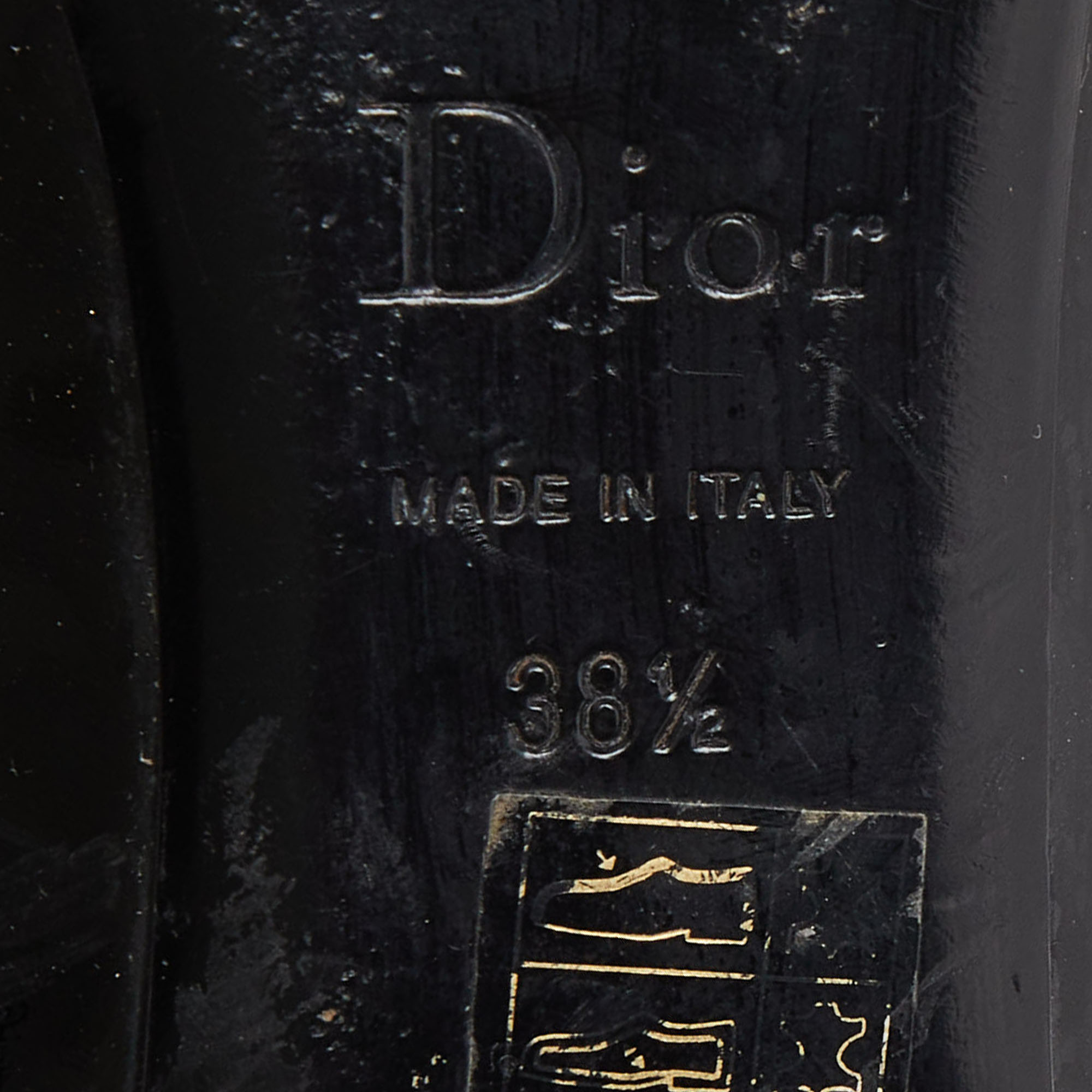 Dior Black Patent Leather Logo Ballet Flats Size 38.5