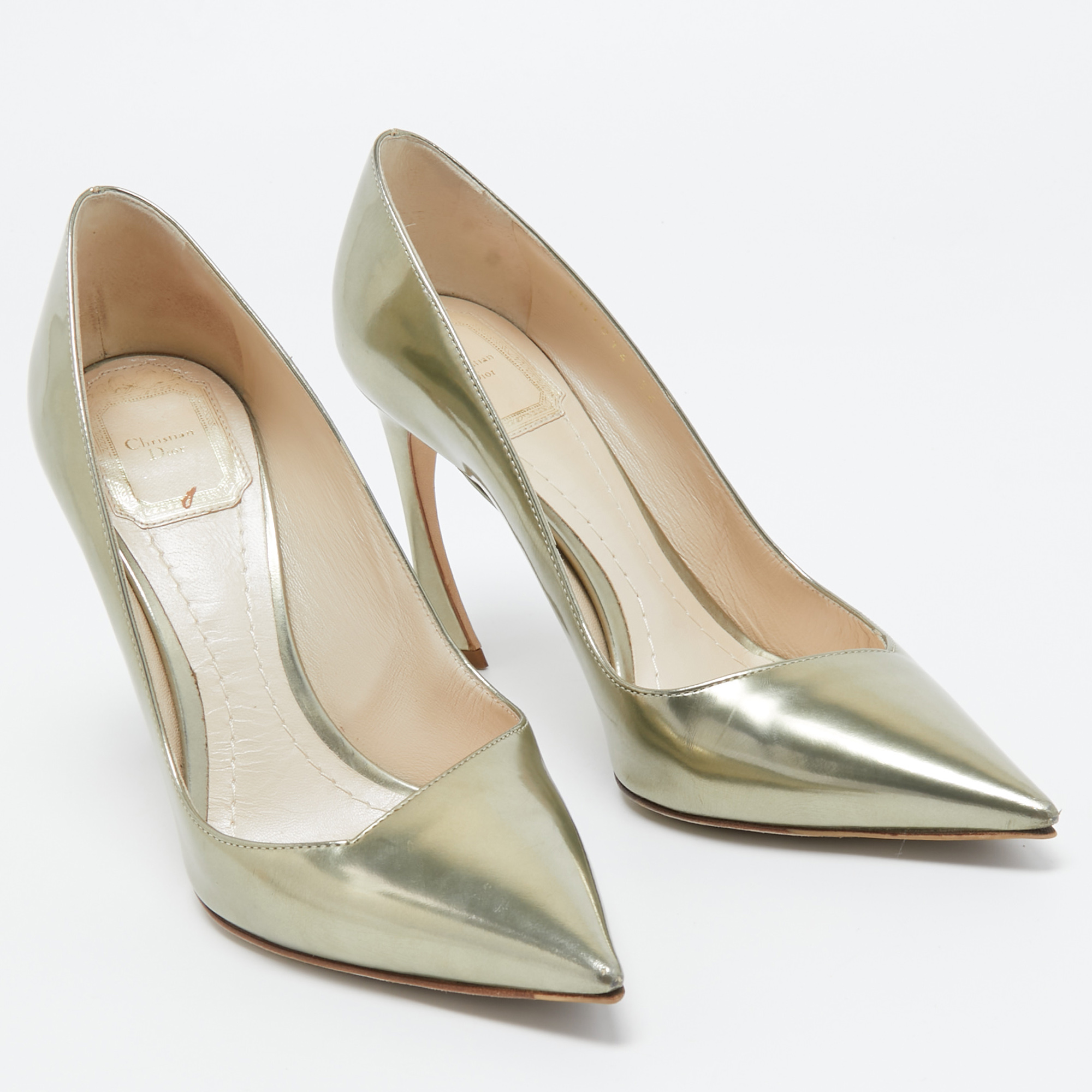 Dior Metallic Gold Leather Songe Pumps Size 36