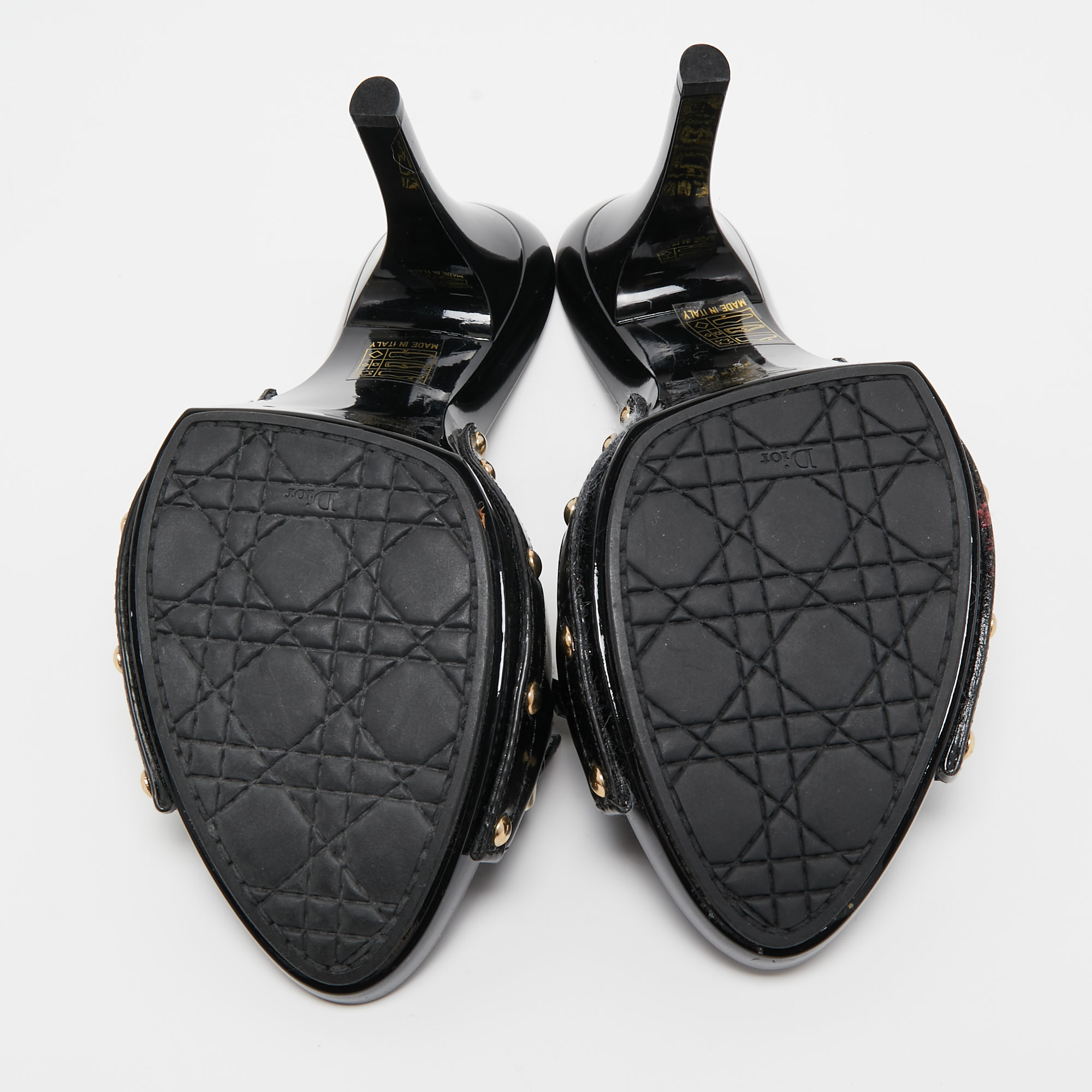 Dior Black Patent Slide Sandals Size 39
