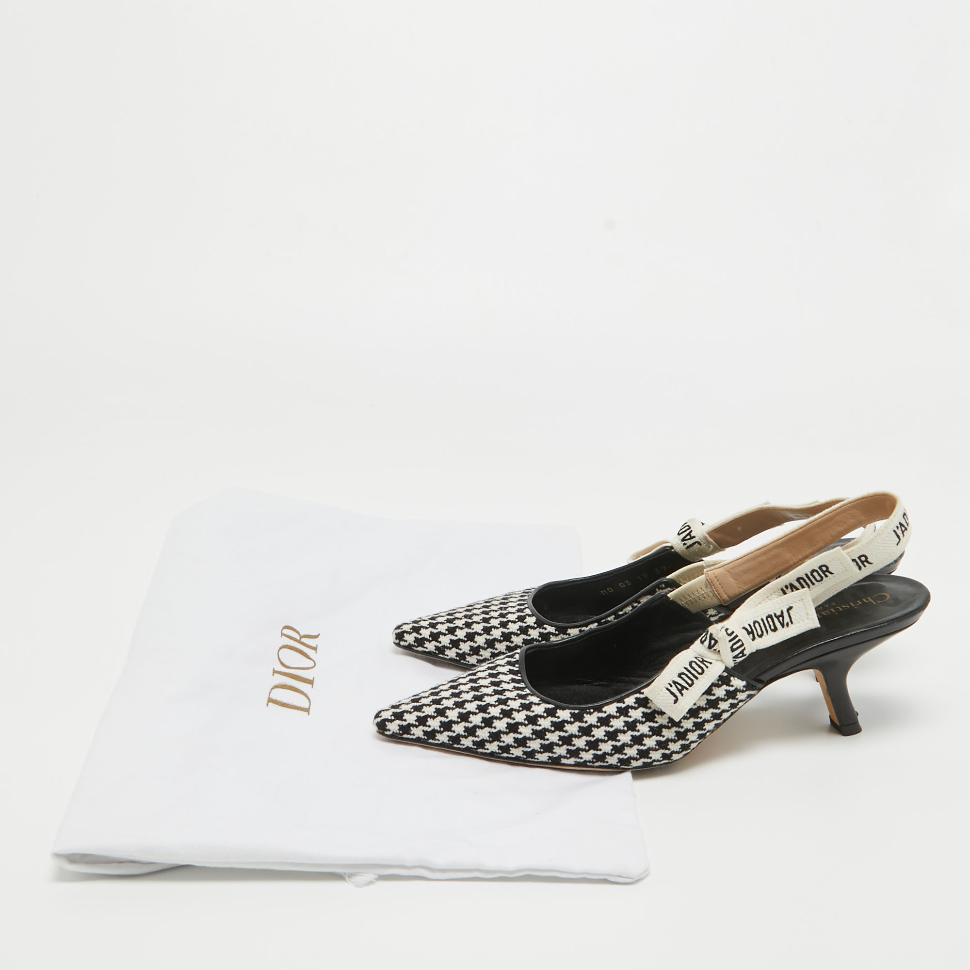 Dior White/Black Technical Fabric And Leather J'Adior Pumps Size 39.5