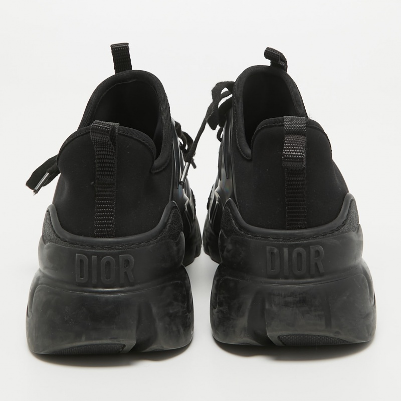 Dior Black Leather And Fabric D Connect Lace Up Sneakers Size 37