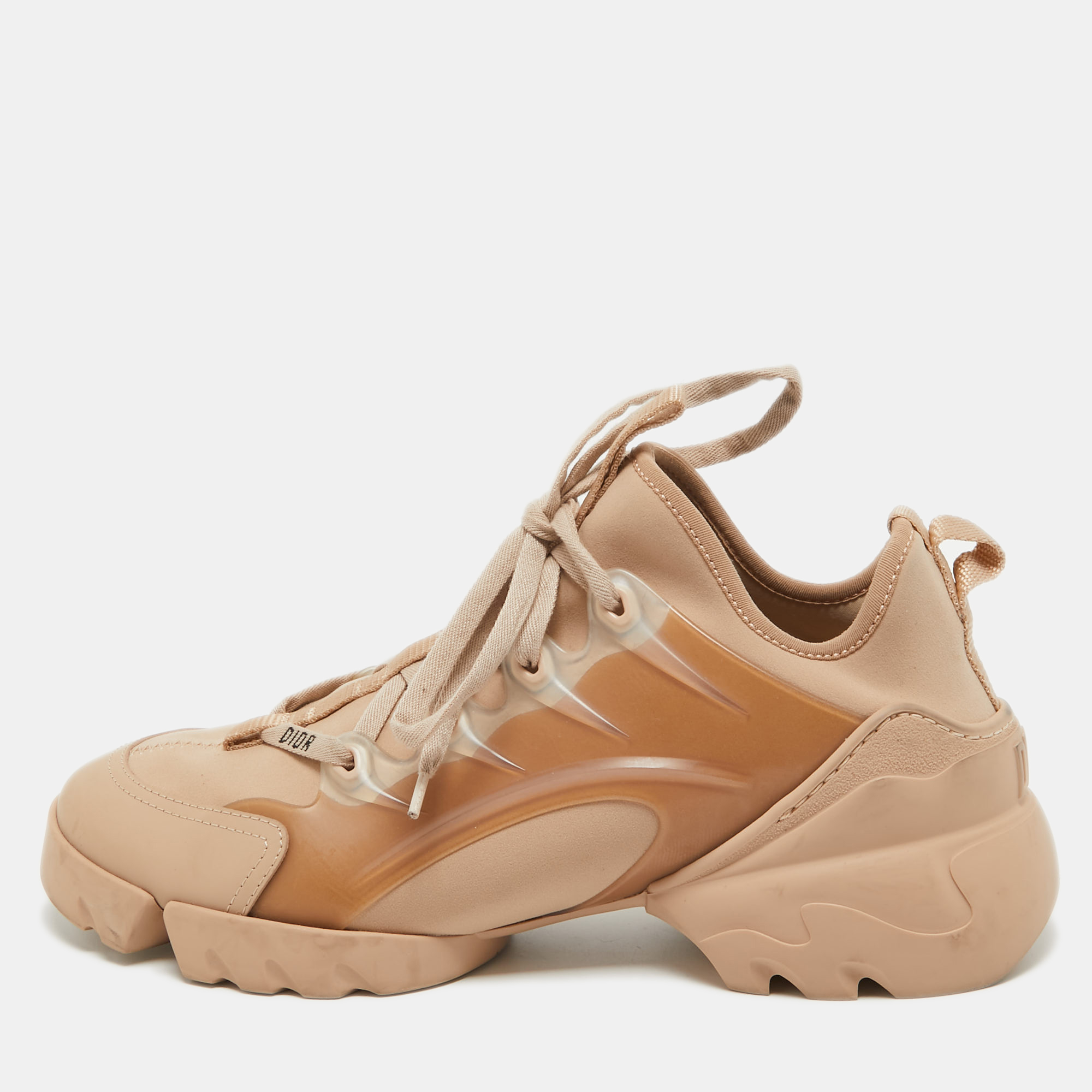 Dior Beige Neoprene And Rubber D-Connect Sneakers Size 39.5