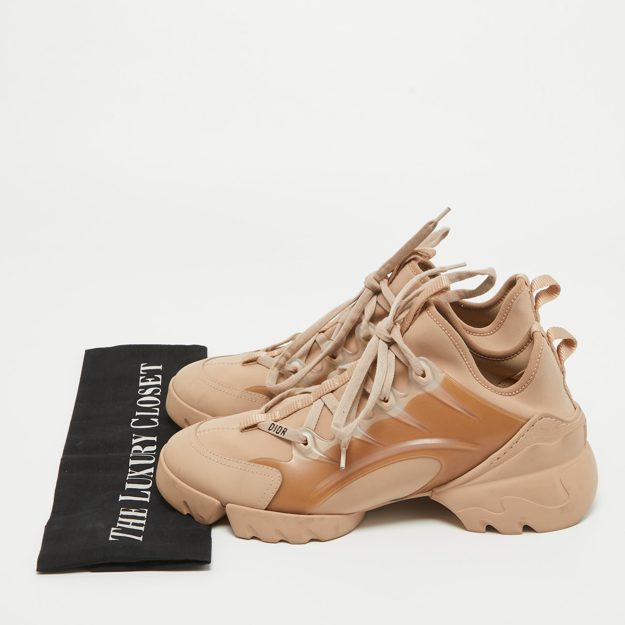 Dior Beige Neoprene And Rubber D-Connect Sneakers Size 39.5