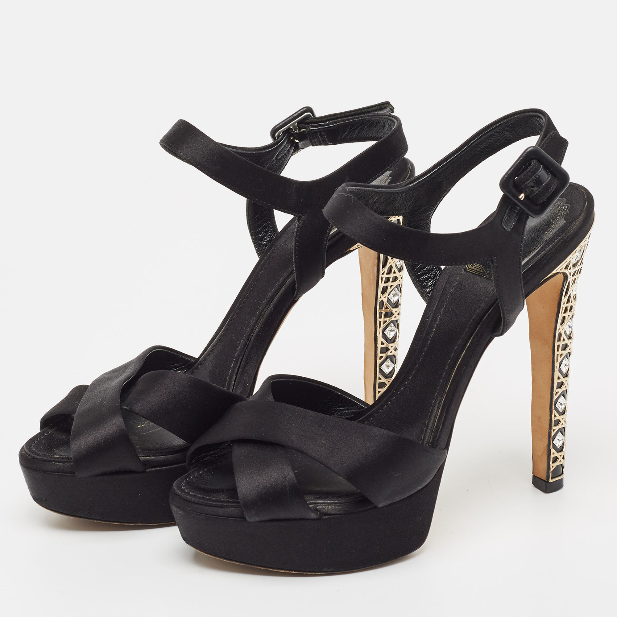 Dior Black Satin Crystal Embellished Cannage Heel Platform Ankle Strap Sandals Size
Dior Black Satin Crystal Embellished Cannage Heel Platform Ankle Strap Sandals Size