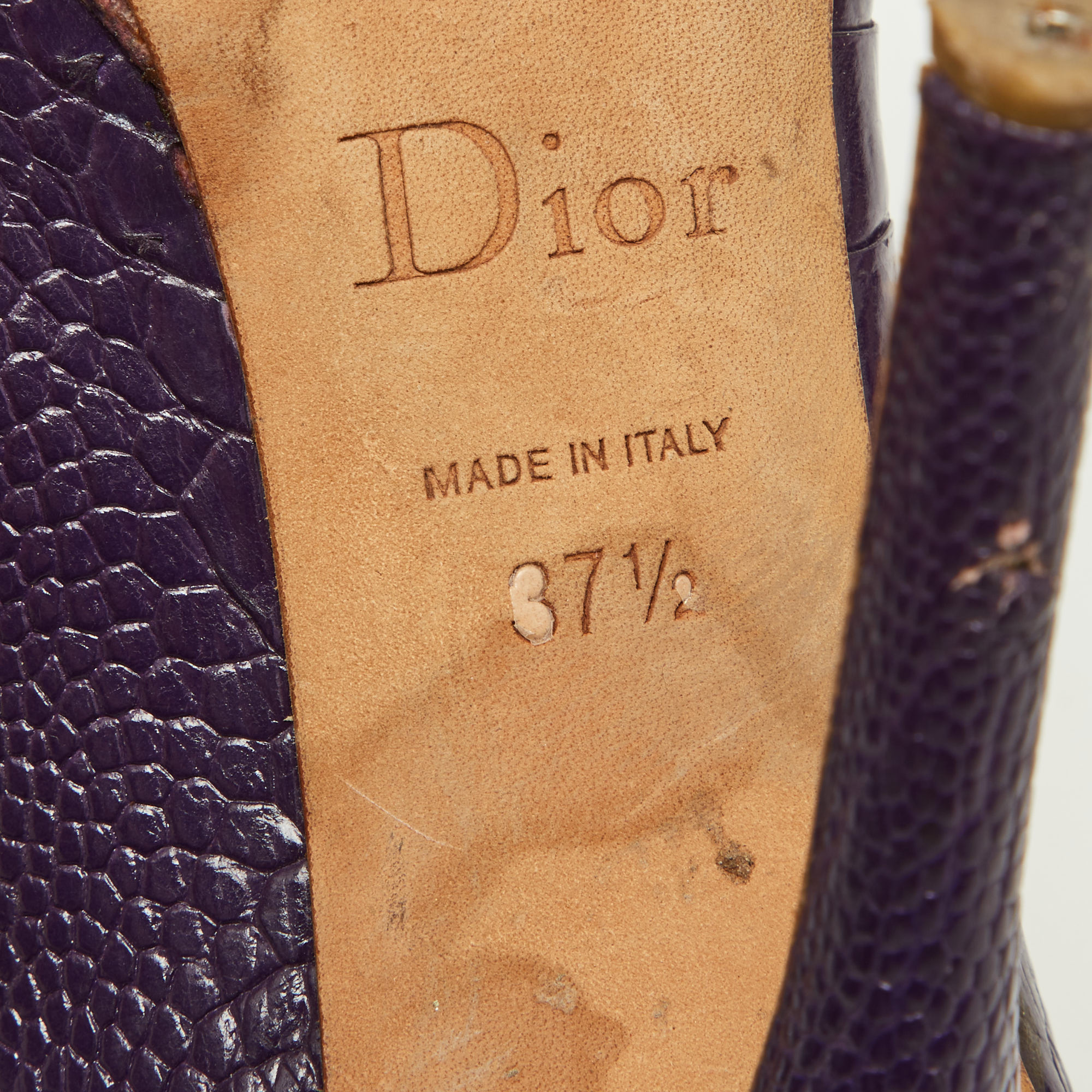 Dior Purple Embossed Python Miss Dior Pumps Size 37.5