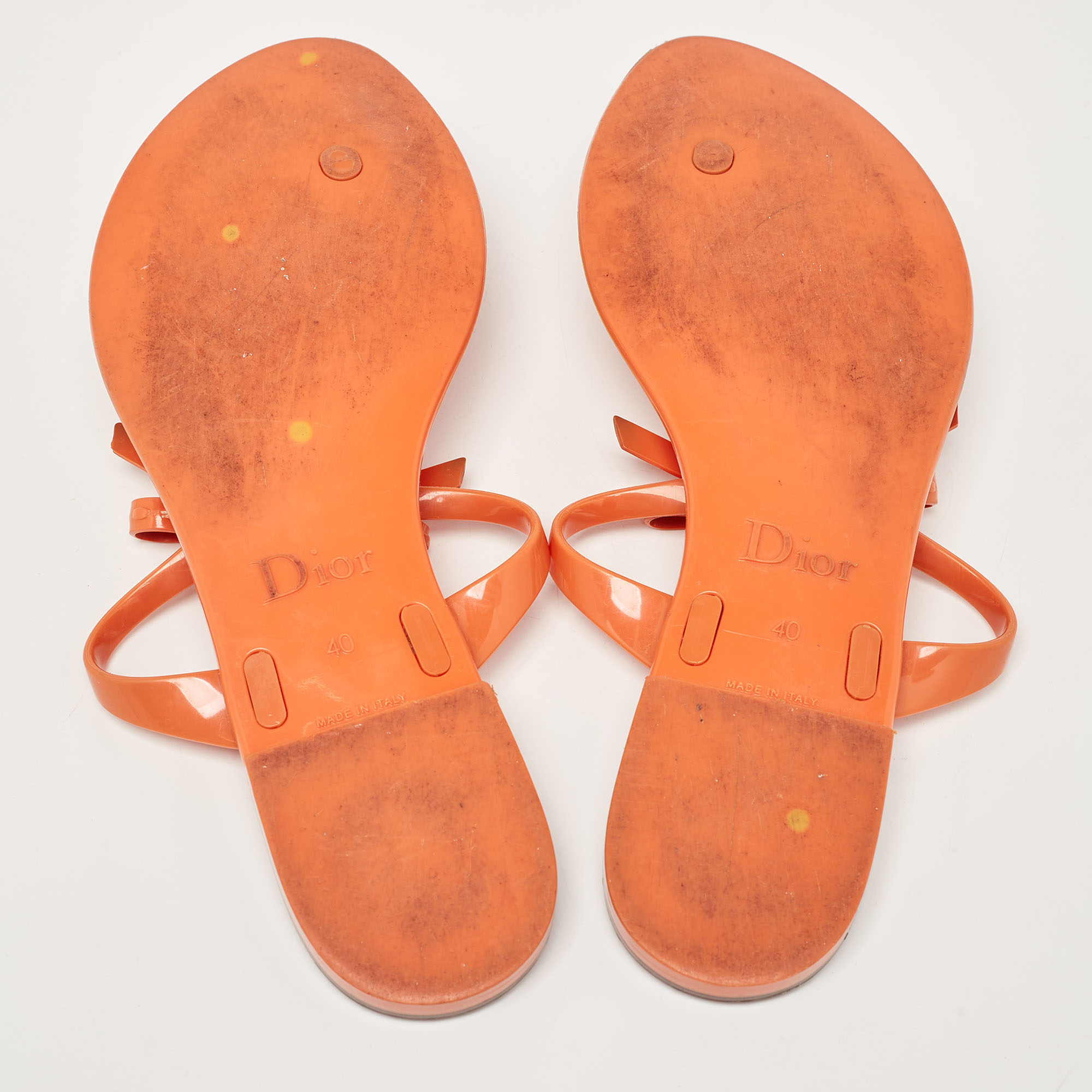 Dior Orange Jelly Thong Flat Sandals Size 40