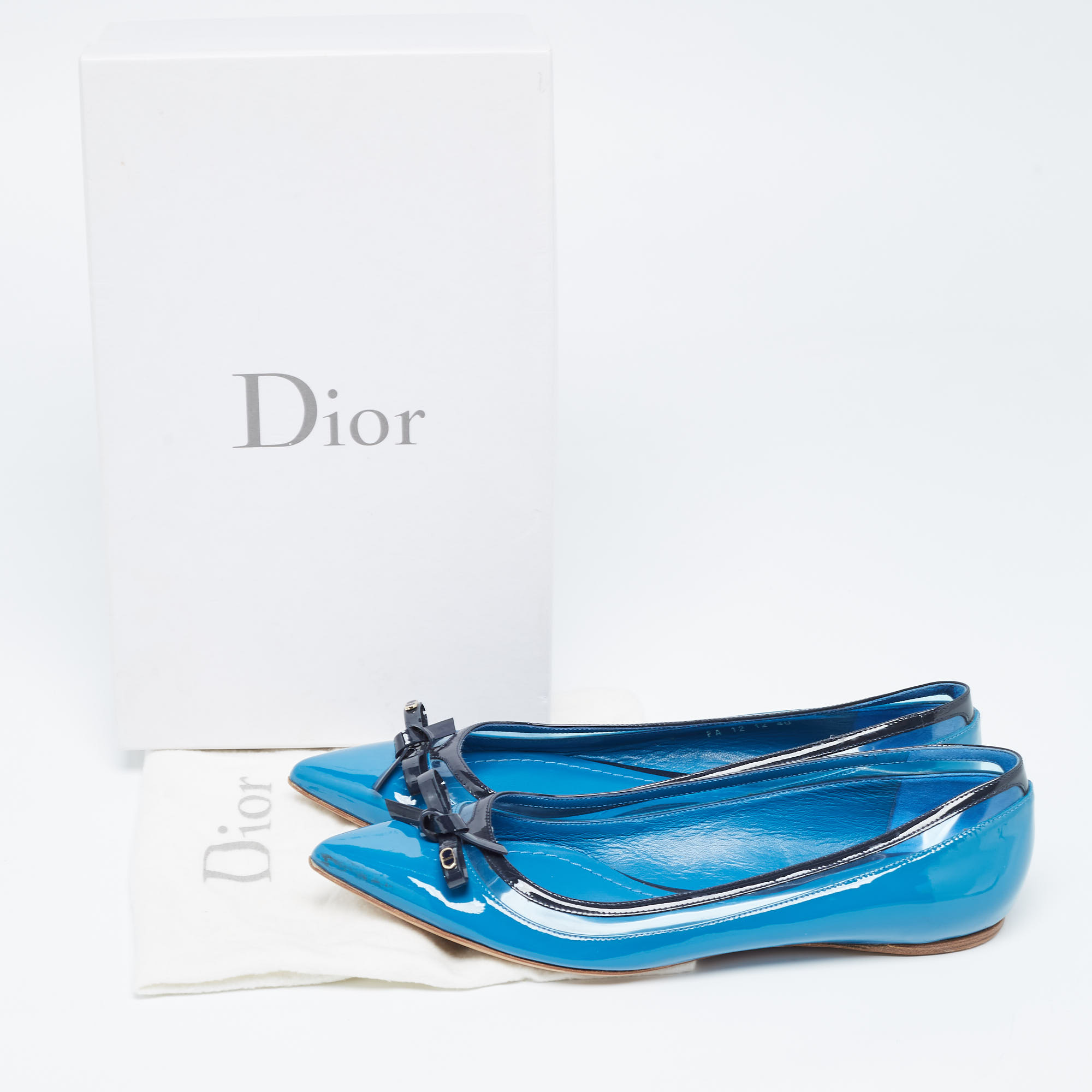 Dior Two Tone Patent Leather Bow Ballet Flats Size 40