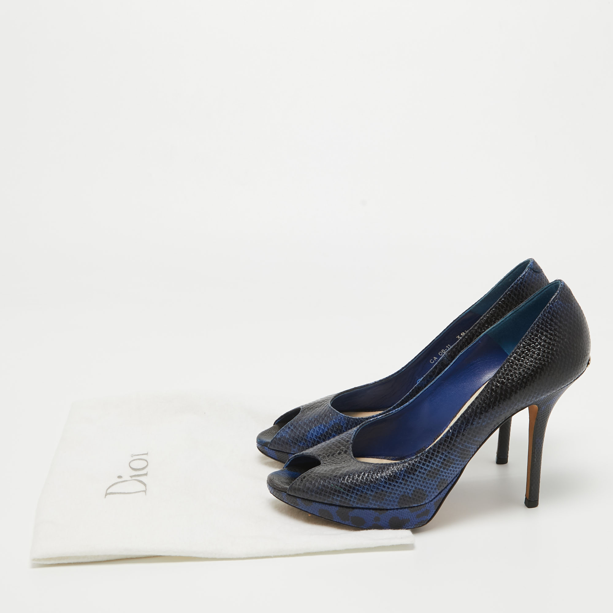 Dior Navy Blue/Black Sneak Embossed Miss Dior Pumps Size 39.5