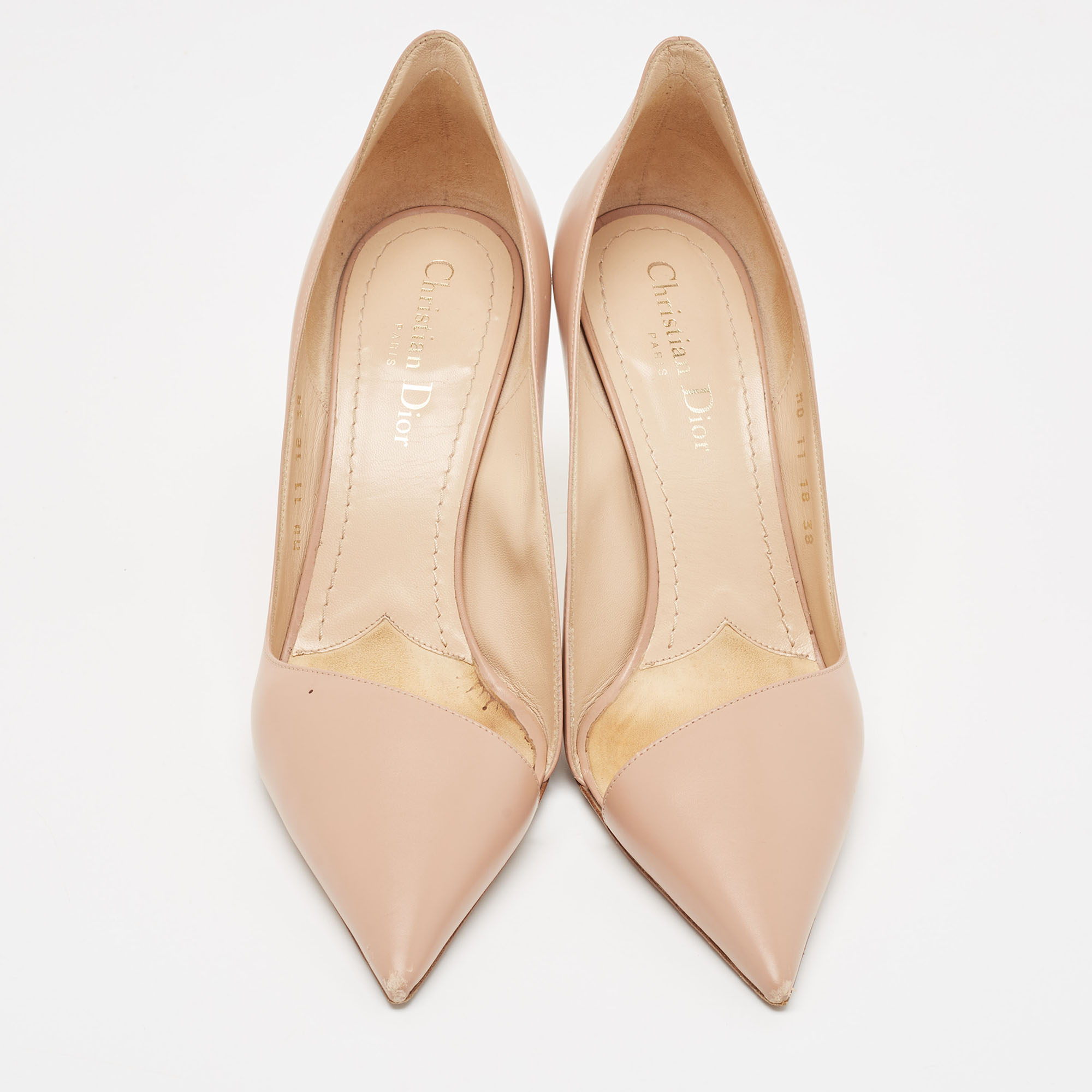 Dior Beige Leather Pointed Toe D Moi Pumps Size 38