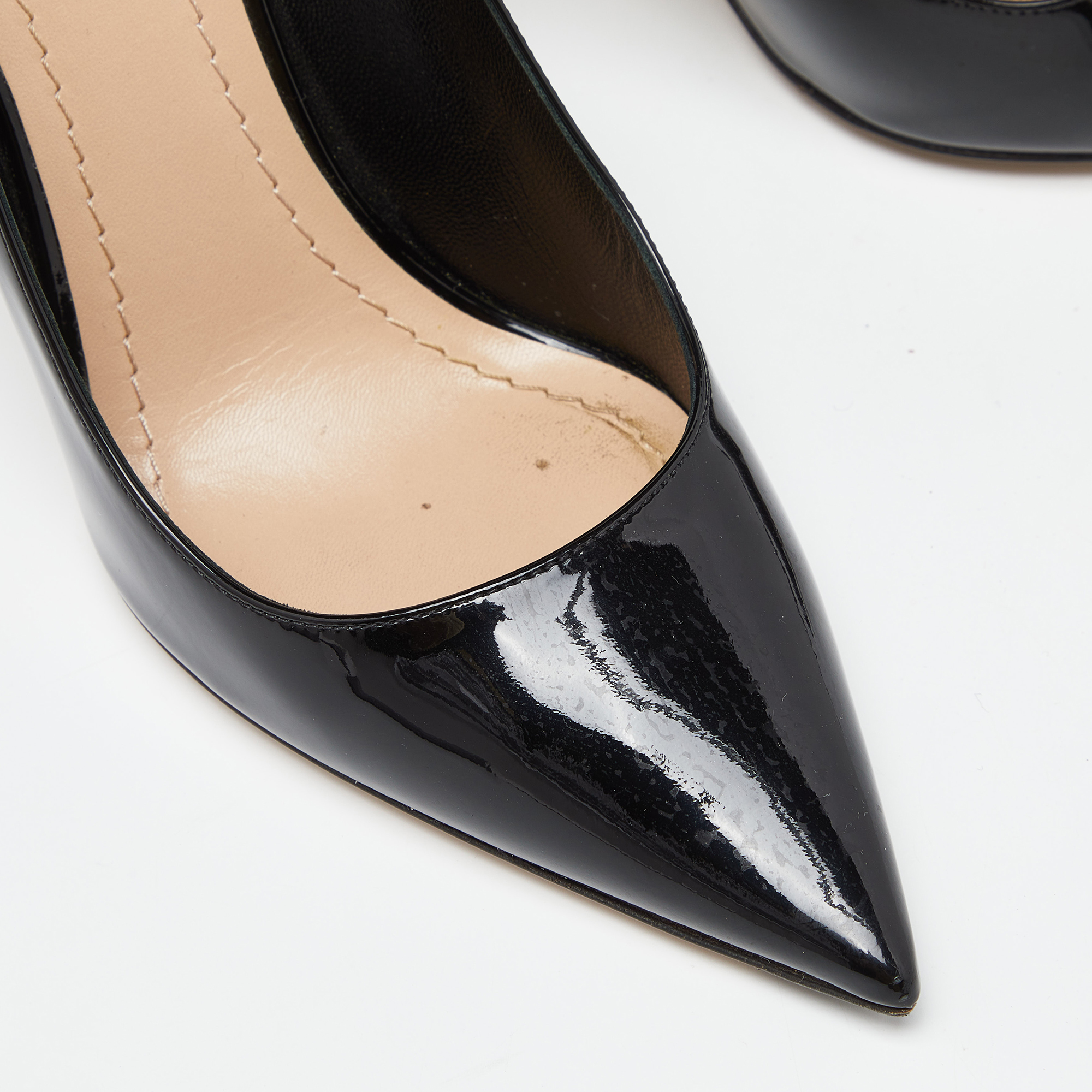 Dior Black Patent Leather Pointed Toe Pumps Size 36.5