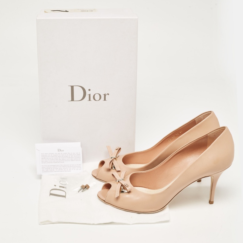 Dior Beige Leather Open Toe Pumps Size 41