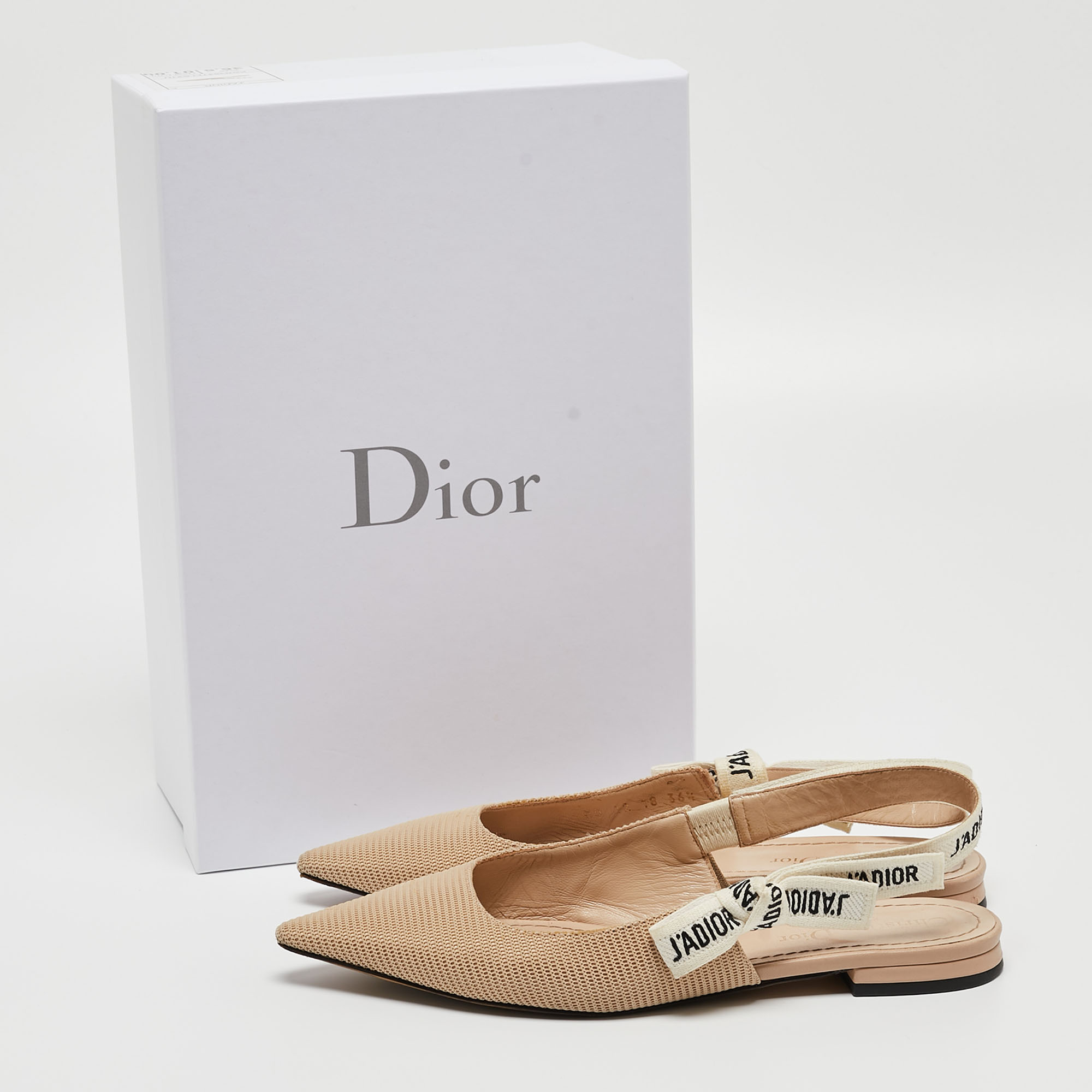Dior Beige Technical Fabric J'Adior Ballerina Slingback Flats Size 36.5