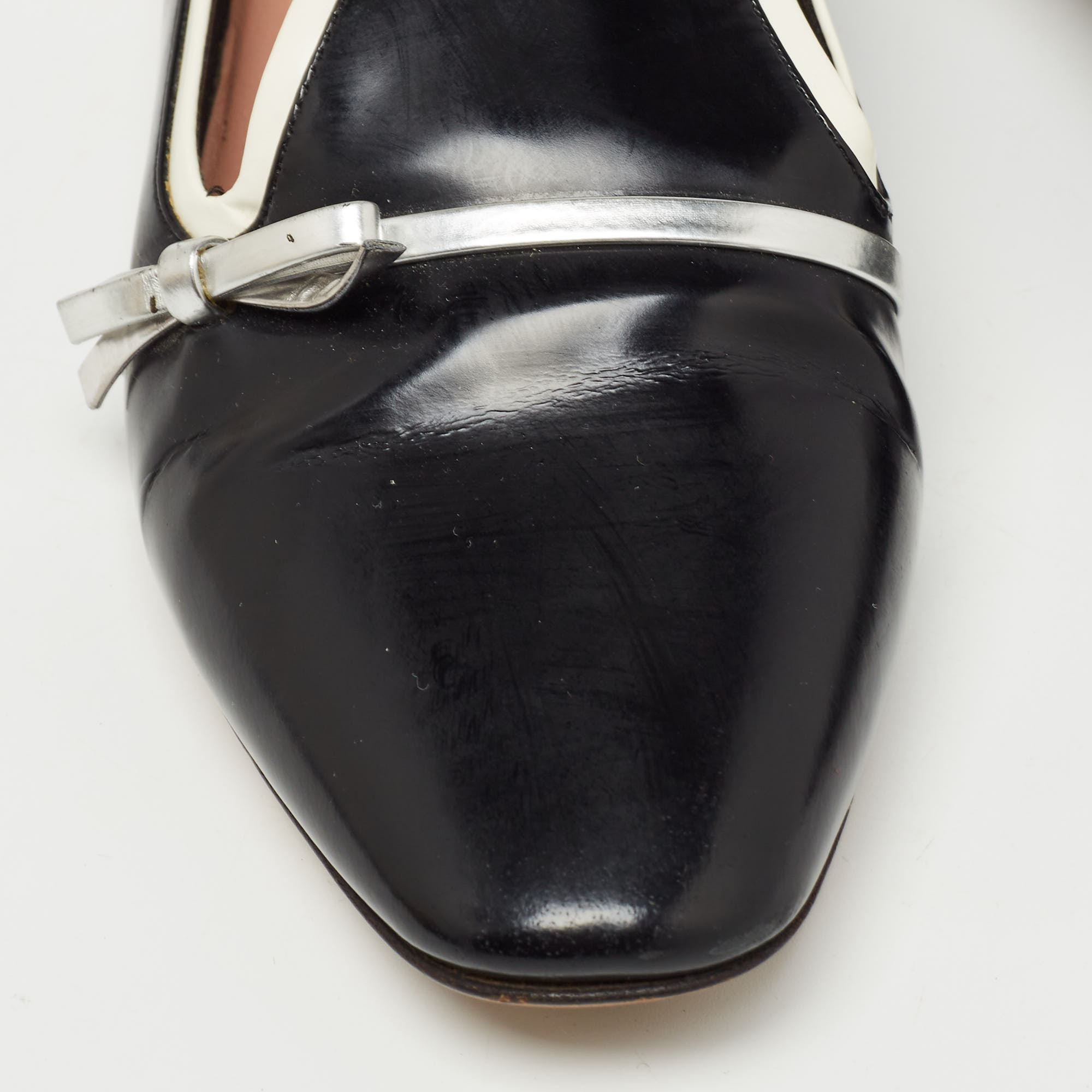 Dior Black/Silver Patent And Leather Loafers Size 35