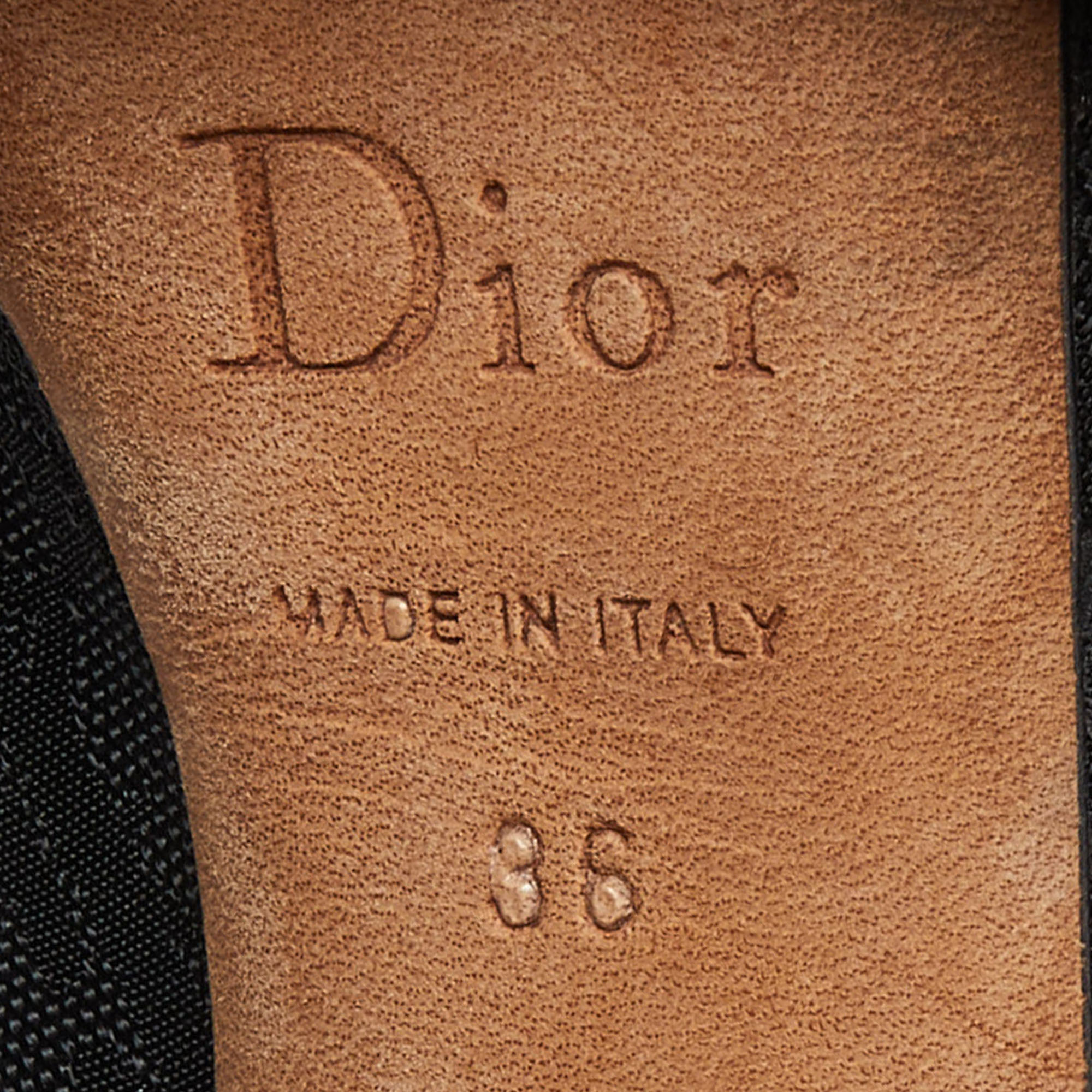 Dior Black Oblique Fabric Peep Toe Platform Slingback Pumps Size 36