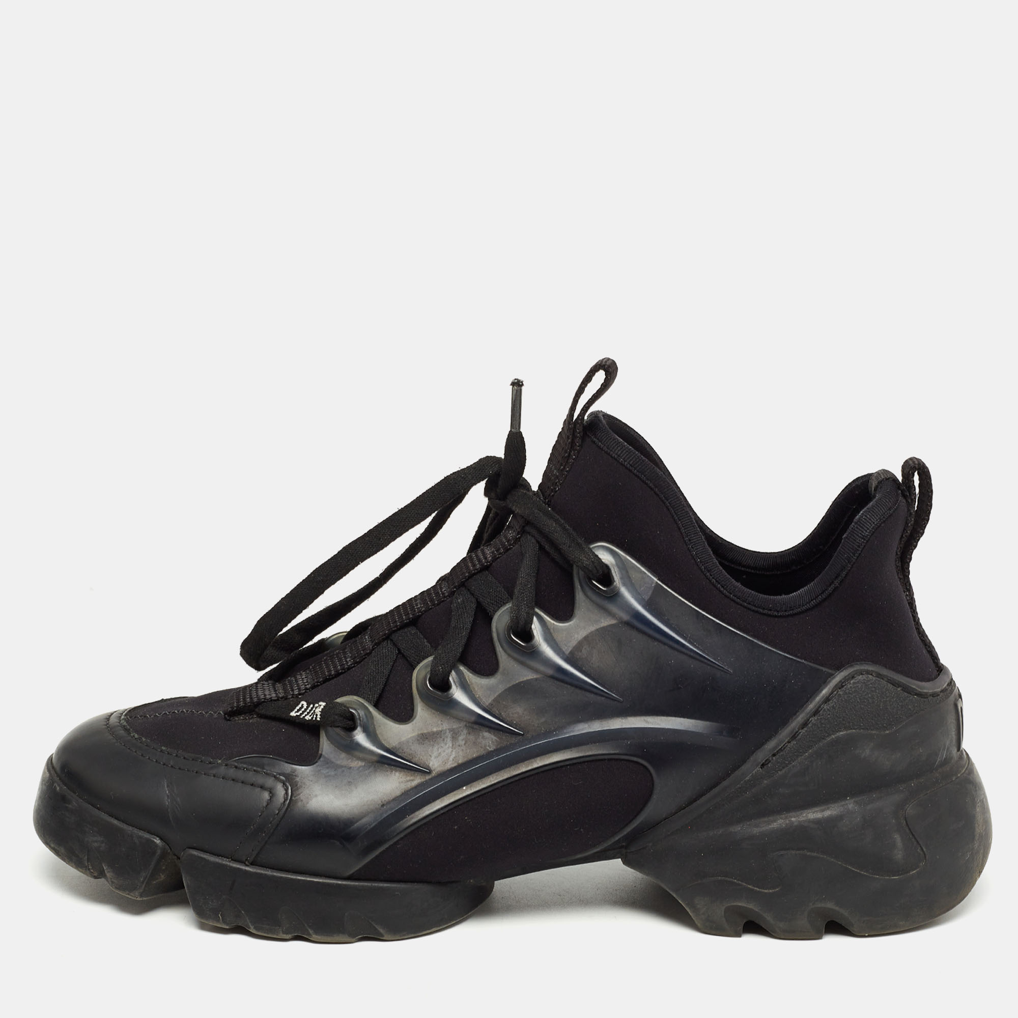 Dior black pvc and fabric d-connect sneakers size 36