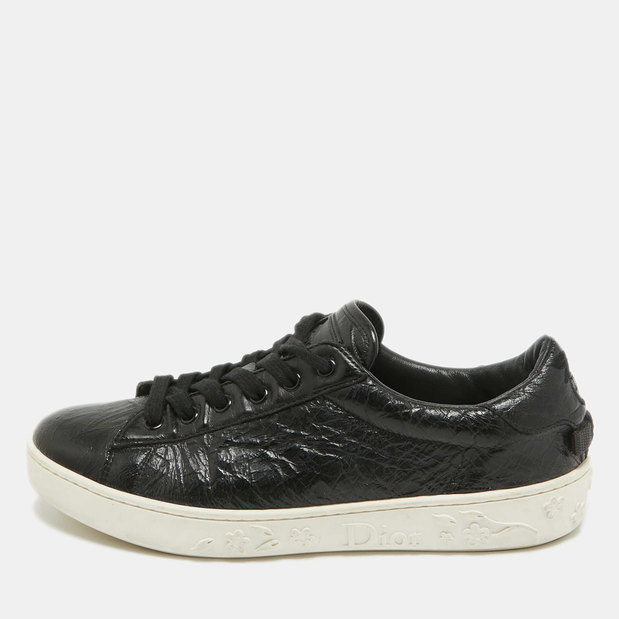 Dior black leather low top sneakers size 37.5