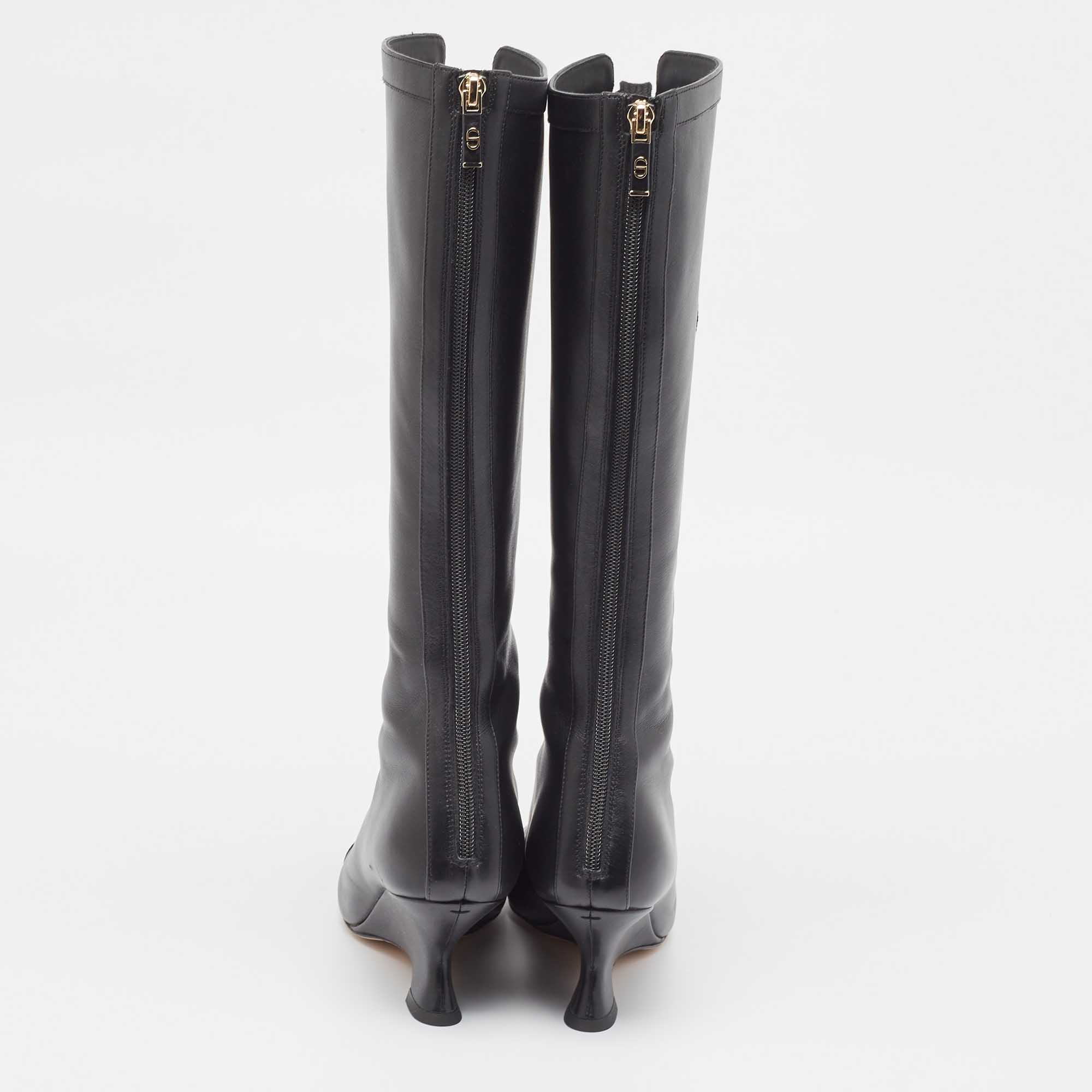 Dior Black Leather Naughtily-D Wedge Boots Size 39