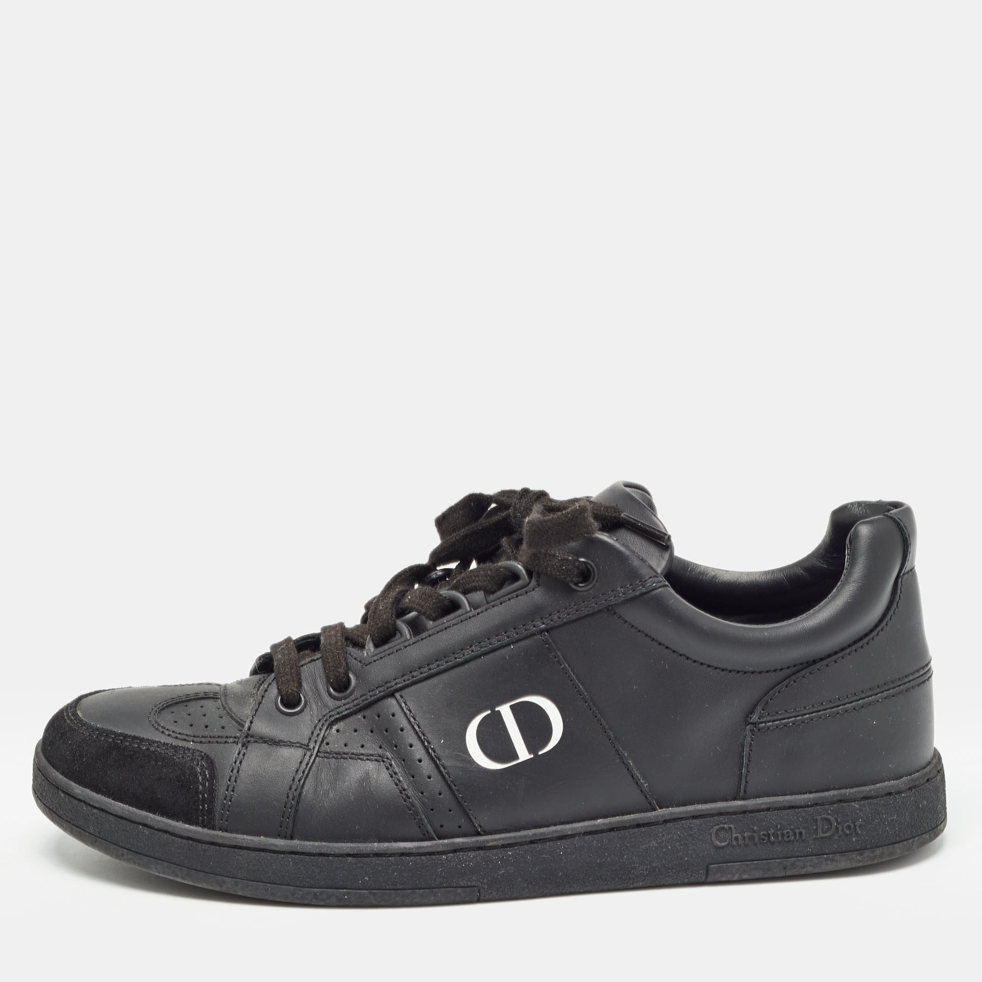 Dior black leather low top sneakers size 37