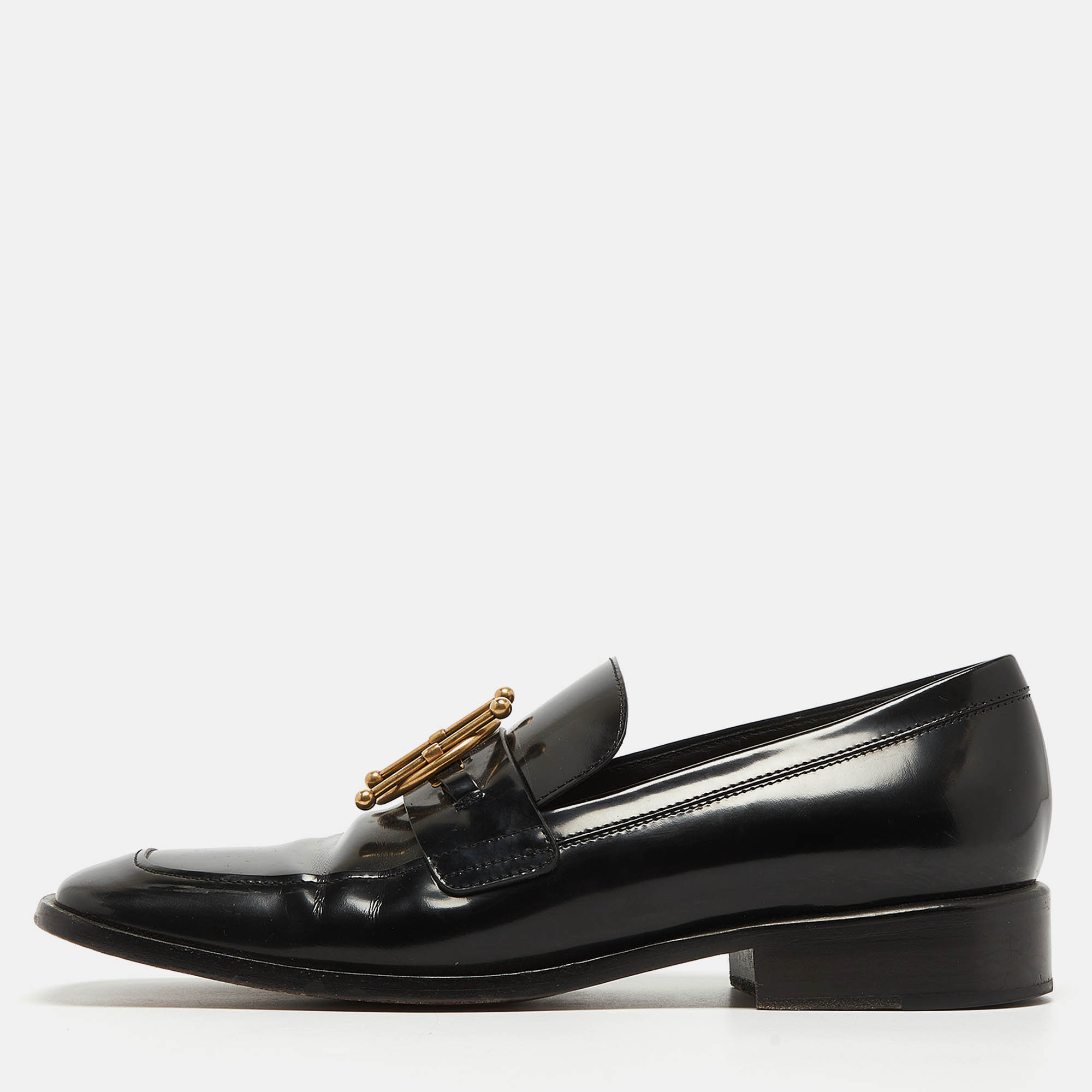 Dior black leather slip on loafers  size 39