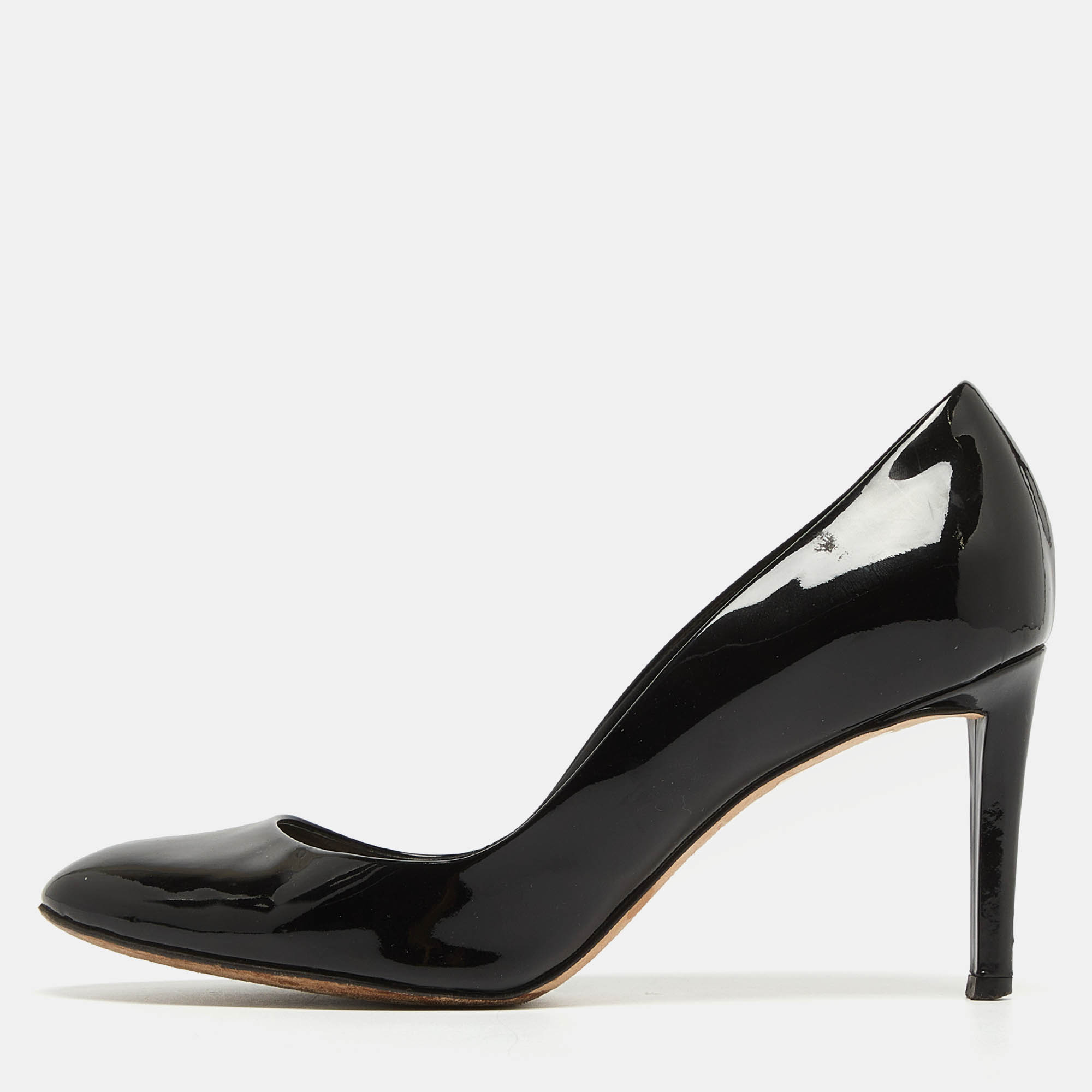 Dior black patent leather round toe pumps size 37.5