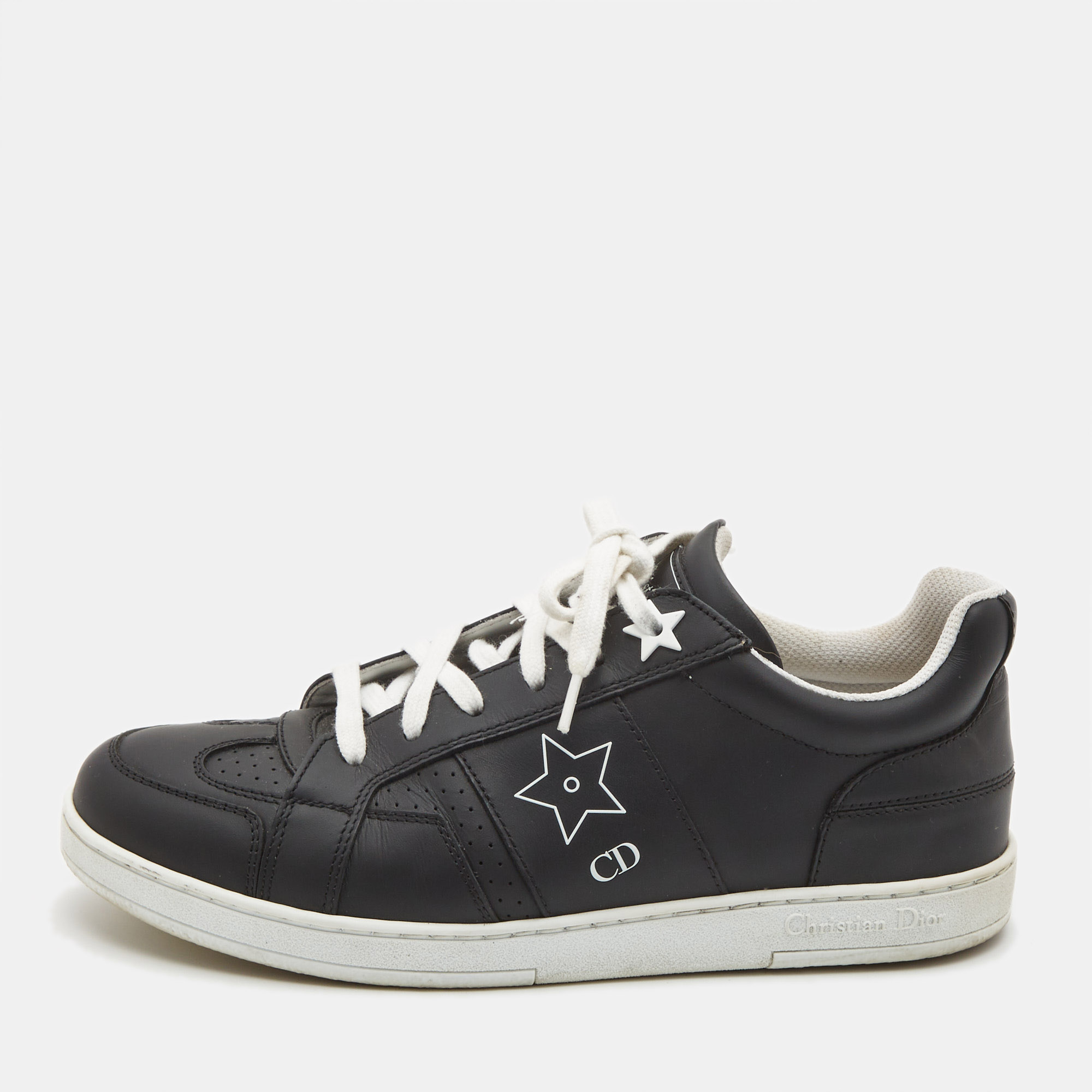 Dior black leather star sneakers size 36