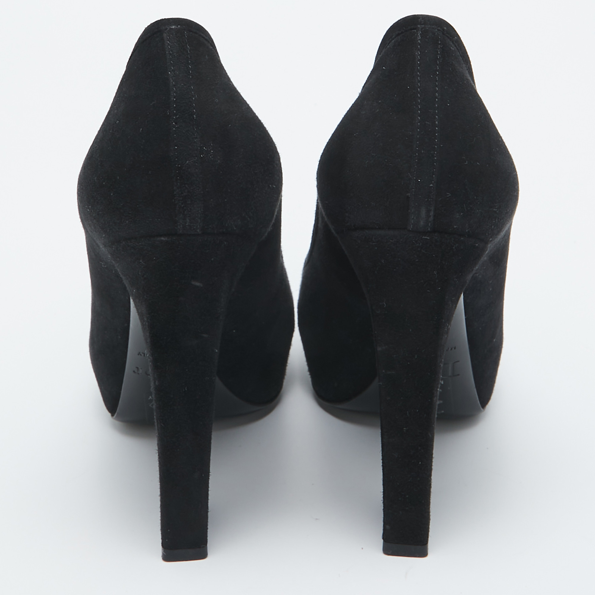 Dior Black Suede Bow Platform Pumps Size 38