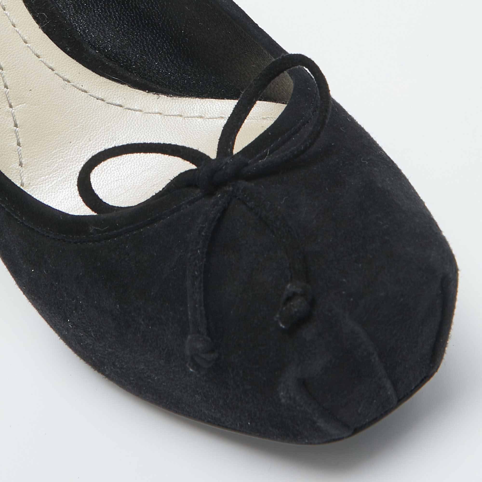 Dior Black Suede Bow Platform Pumps Size 38