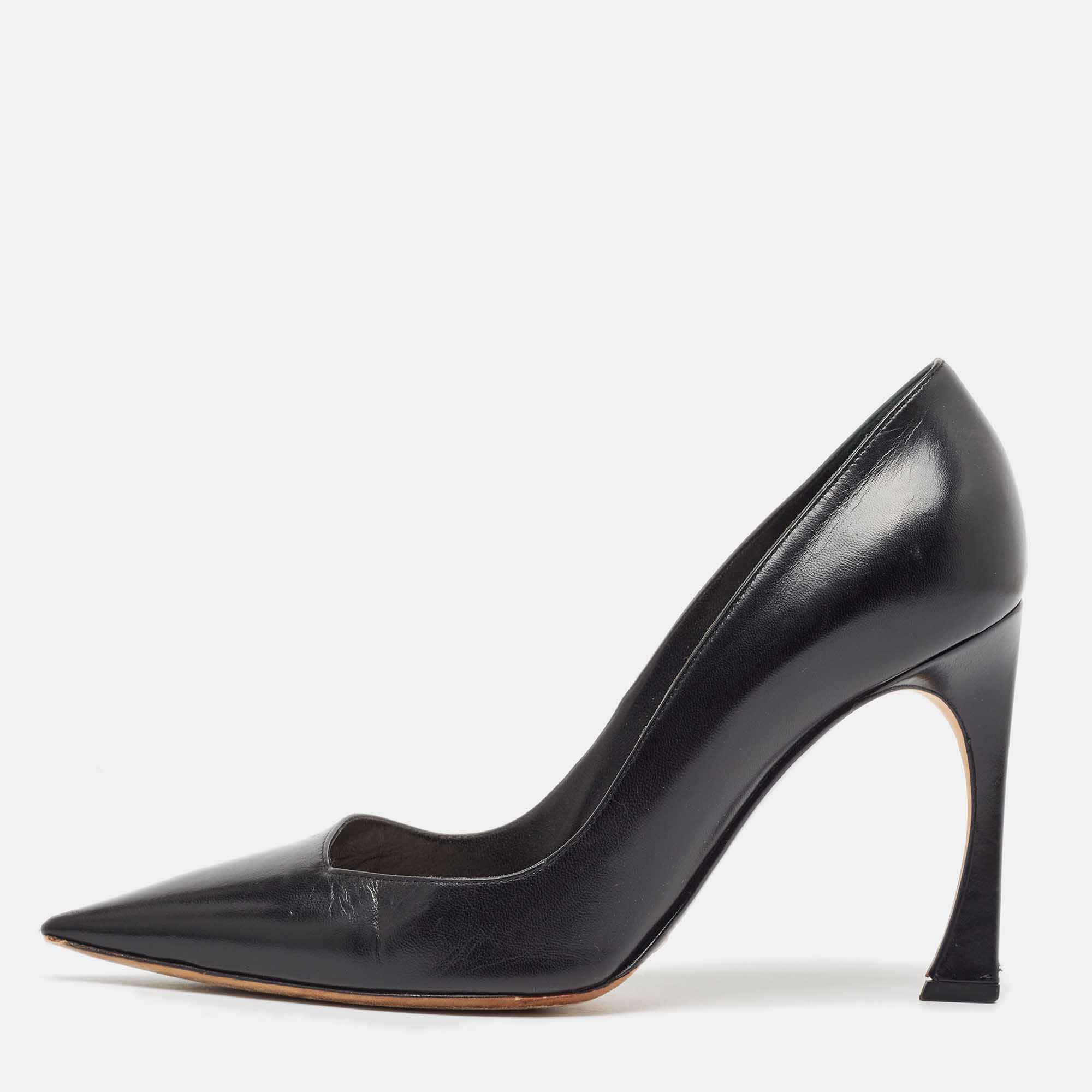Dior black leather pointed toe pumps size 37.5