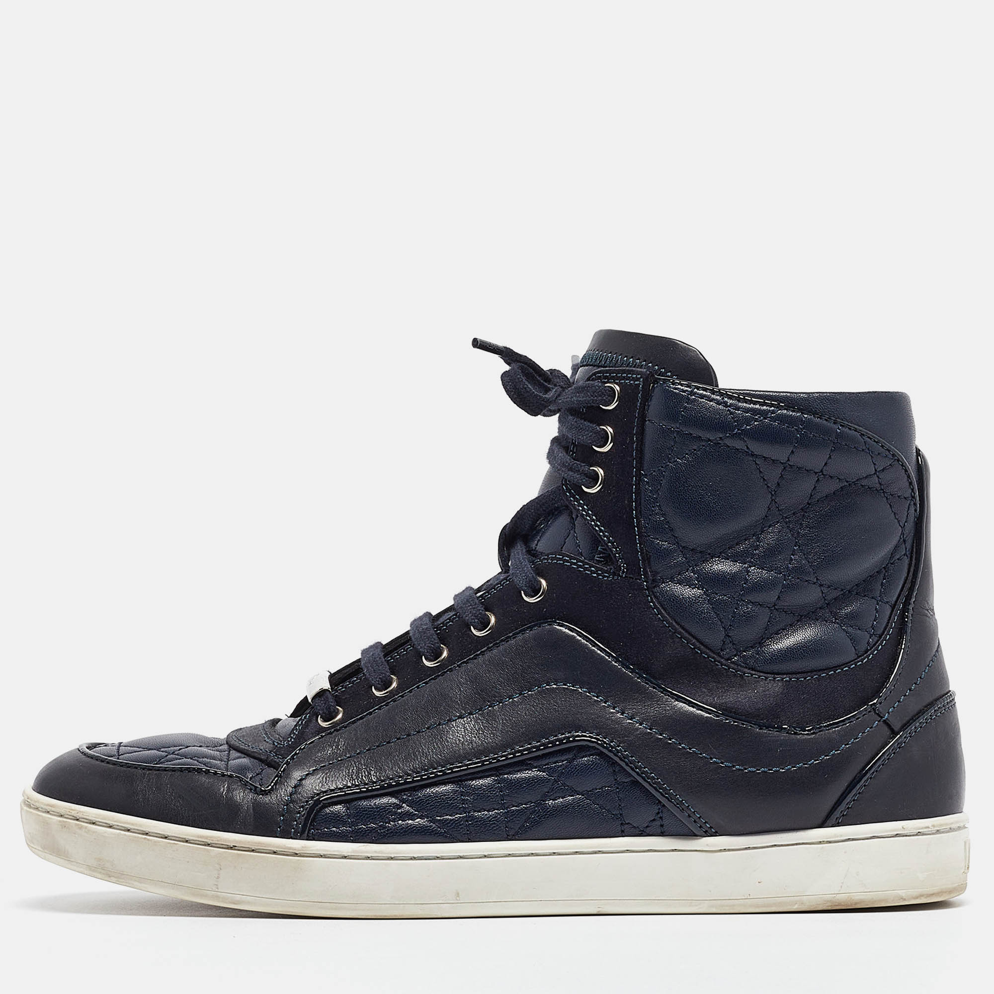 Dior blue cannage leather high top sneakers size 37