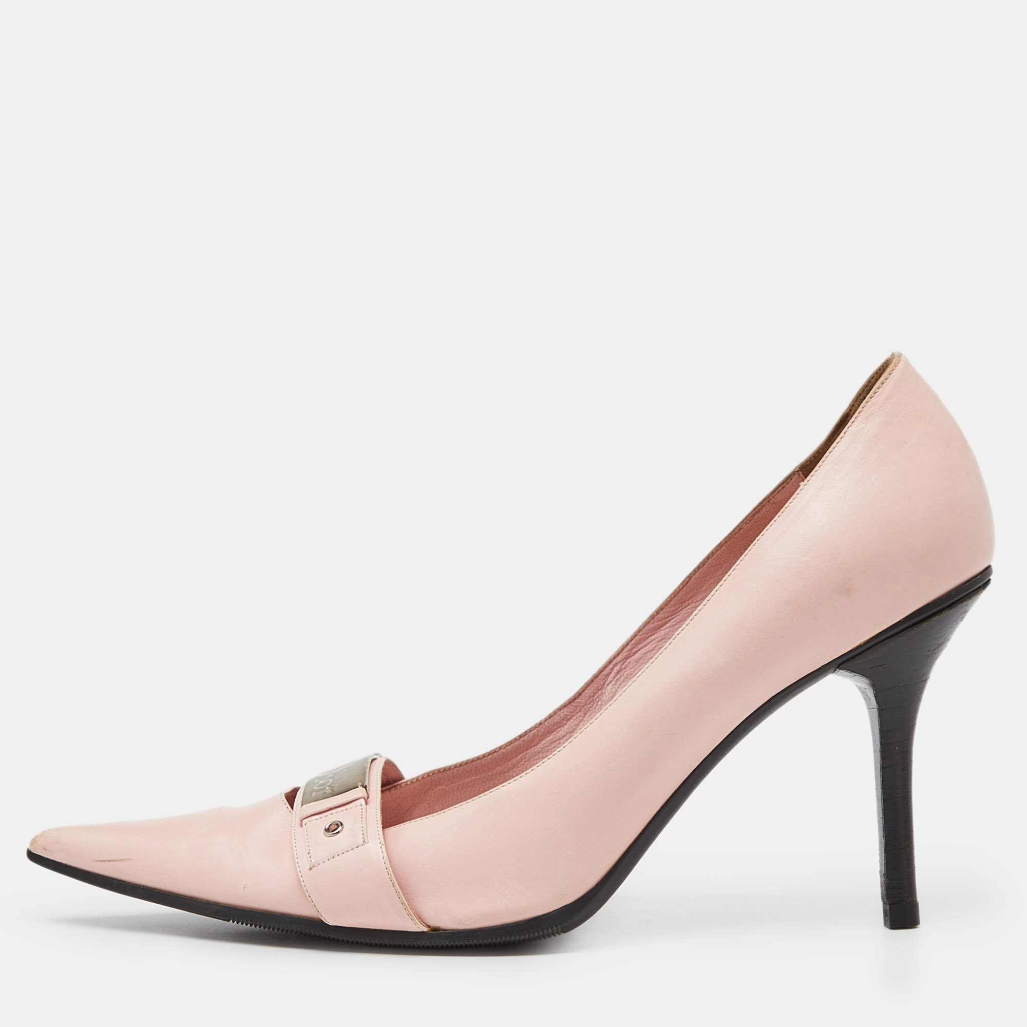 Dior pink leather pointed toe pumps size 40